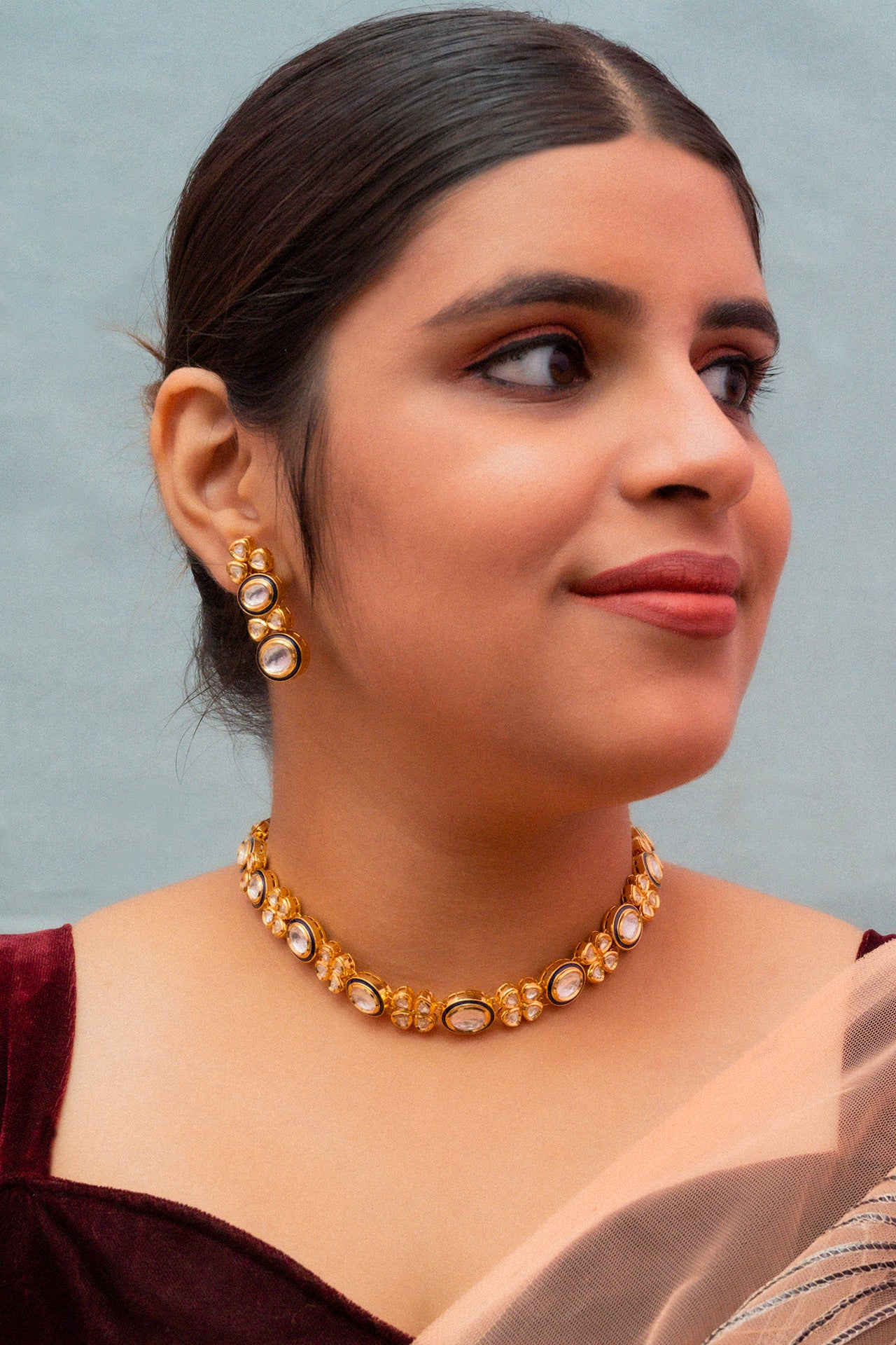 Luxury Gold Plated Royal Kundan Necklace and Earrings Set for Women - Indian Bridal Jewelry, Wedding Party Accessories, Ethnic Fashion Statement (D832)