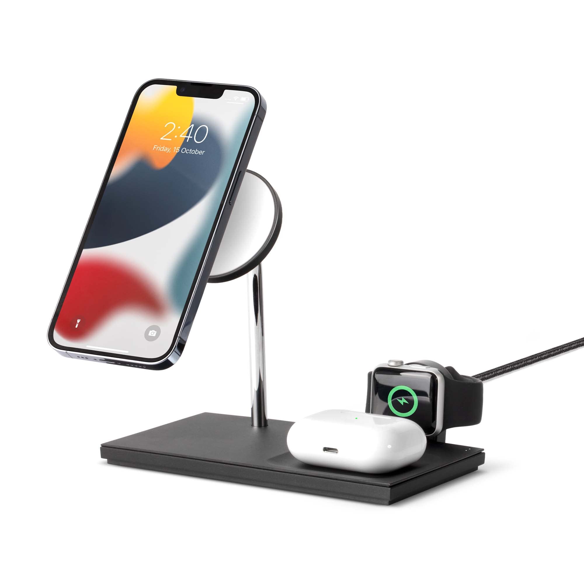 Native Union Snap 3-in-1 Magnetic Wireless Charger for iPhone 14/13/12, AirPods Pro 2 & Apple Watch Ultra - Detachable Watch Puck with USB-C Port - Adjustable Angle & LED Indicators - Perfect for Home, Office & Travel Charging