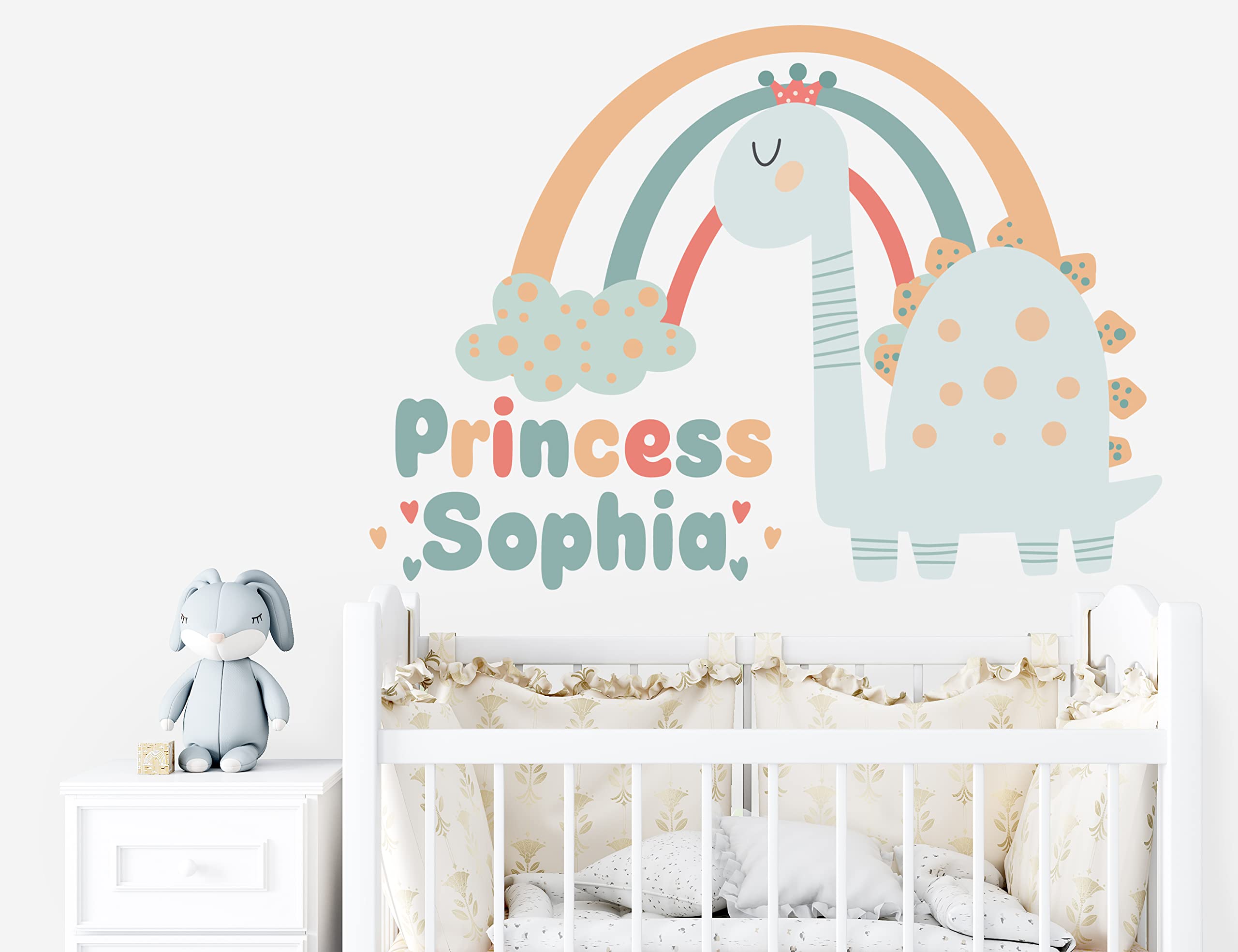Custom Dinosaur Wall Stickers for Nursery - Baby Girl Room Decor & Name Decals - Perfect for Safari-Themed Kids' Rooms