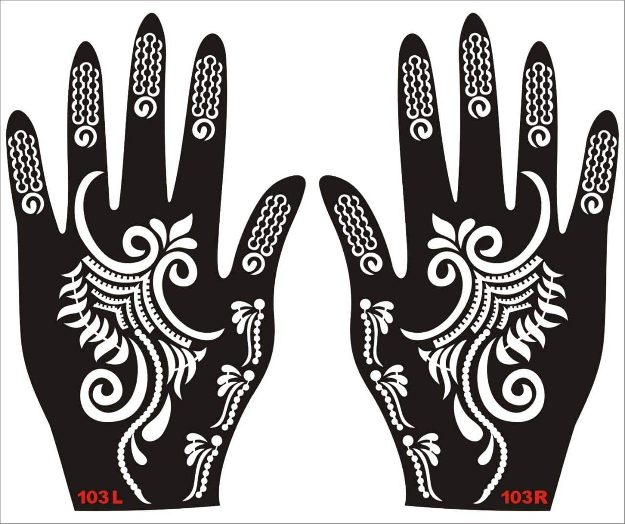 Ivana's Henna Stencils for Hands, Body, Fingers & Face - Reusable Mehandi Tattoo Stickers for Women, Girls & Kids (Pack of 2) NIV-317 | Perfect for Weddings, Parties & Festive Celebrations