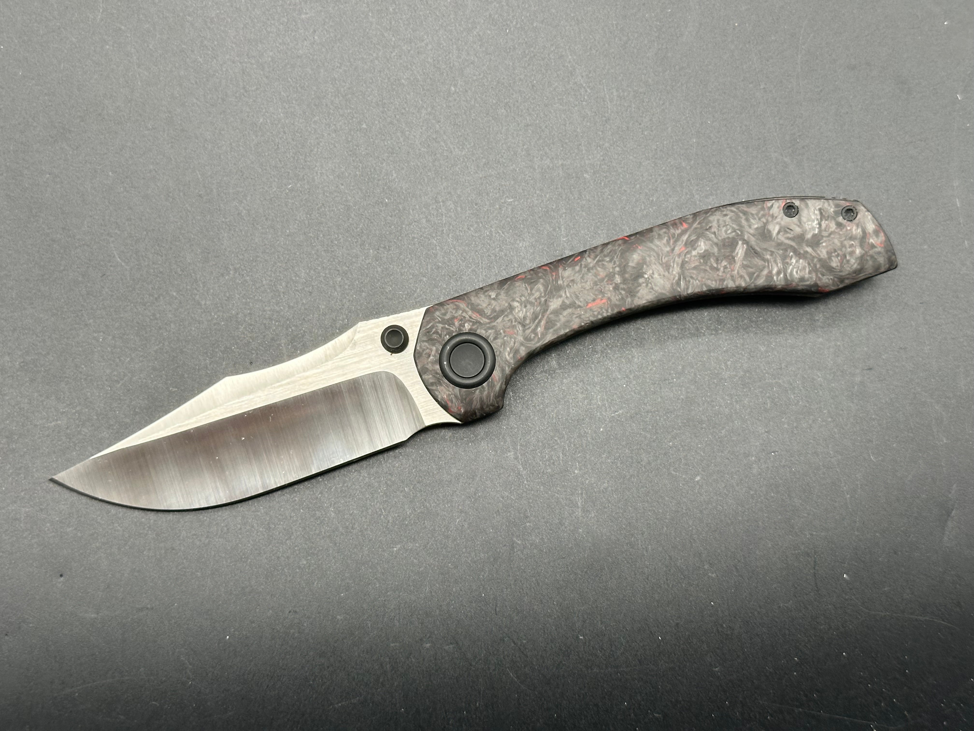 Brian Brown Raptor V2 Folding Knife - Reate Made, Black Marble Carbon Fiber Show Scale - EDC, Outdoor, Camping & Tactical Use
