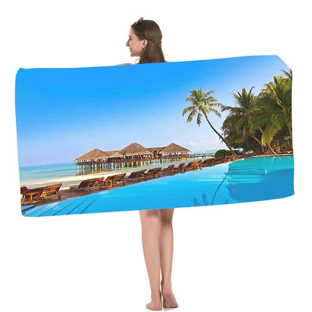Premium Maldives Island Beach Towel - Ultra Soft & Highly Absorbent Tropical Print Pool Towel for Swimming, Beach, Gym, Travel | Quick Dry Bath Towel for Vacation, Yoga, Spa & Outdoor Activities