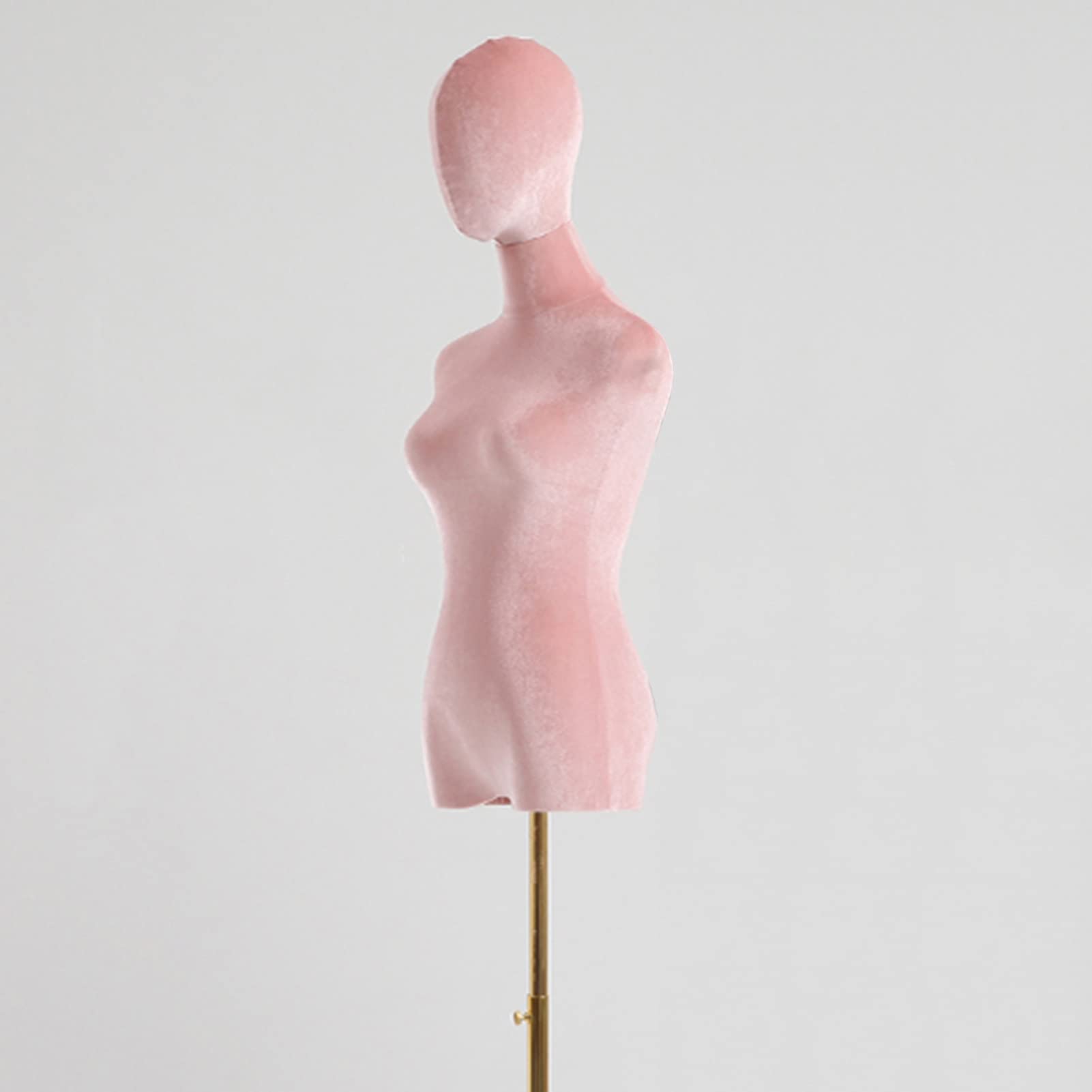 Pink Velvet Female Dress Form with Metal Stand - Adjustable Mannequin for Clothing Retail, Online Boutiques & Trade Shows | Perfect for Jewelry Display, Craft Shows & Fashion Merchandising