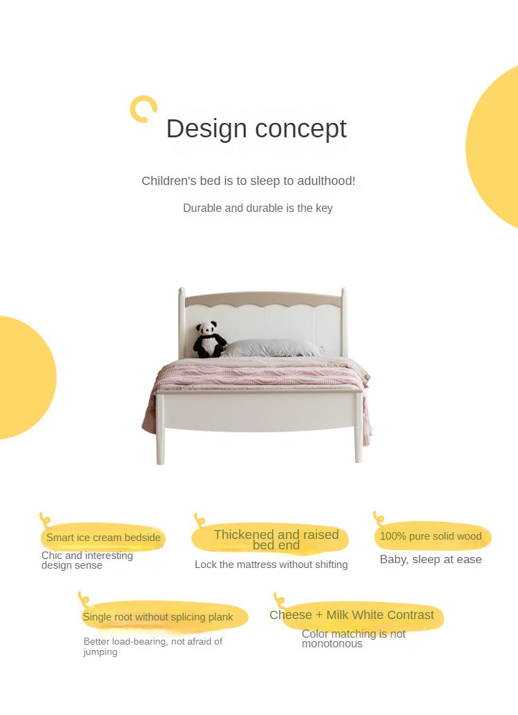 Modern Poplar Solid Wood Kids Bed - Sturdy, Safe & Eco-Friendly for Boys & Girls Bedroom, Nursery or Guest Room