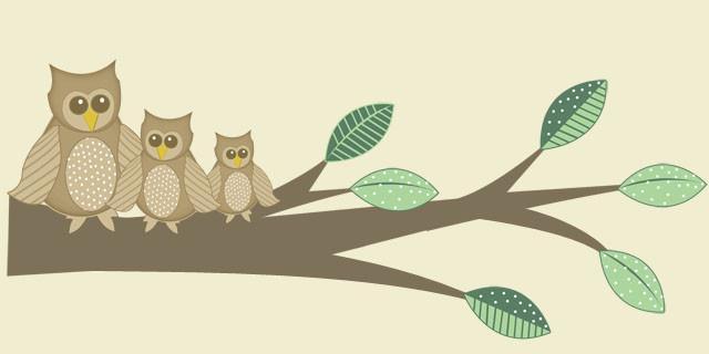 Owl Family Tree Branch Mural Wall Decal - Nature Inspired Nursery Decor, Kids Room Wall Art, Unique Home Decor for Bedroom & Living Room