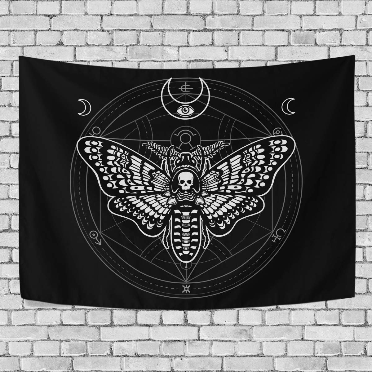 ALAZA Moth Moon and Mystical Circle Tapestry Wall Hanging - Boho Home Decor for Living Room, Bedroom, Dorm - Perfect for Meditation Spaces & Hippie Aesthetic Rooms