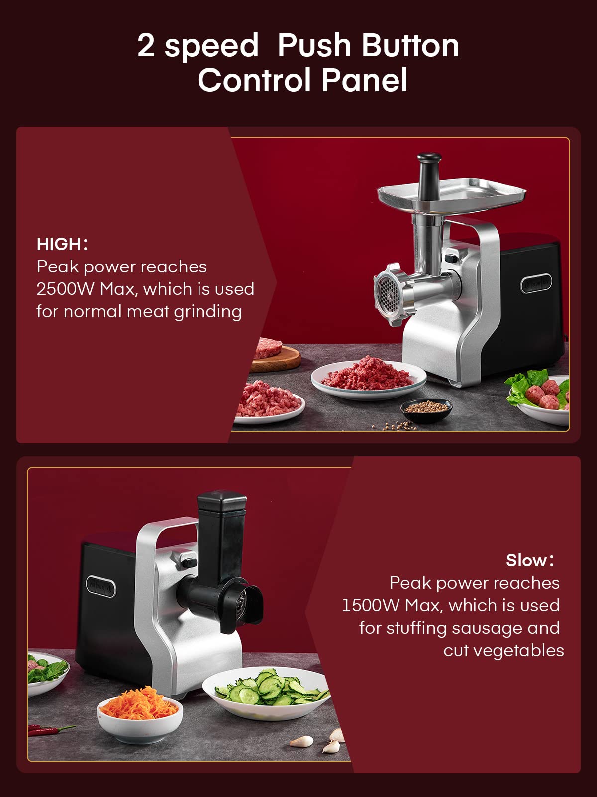 Heavy Duty 3000W Electric Meat Grinder - 5-in-1 Stainless Steel Sausage Stuffer with 3 Grinding Plates (#12 Size, Black) - Perfect for Home Kitchen, Butcher Shop & Commercial Use - Make Burgers, Sausages & Ground Meat Easily