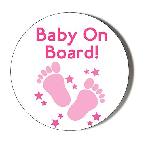 BABY ON BOARD Pink Feet Themed 58mm Handheld Makeup Mirror - Perfect for Nursery Decor, Baby Showers & Travel Vanity