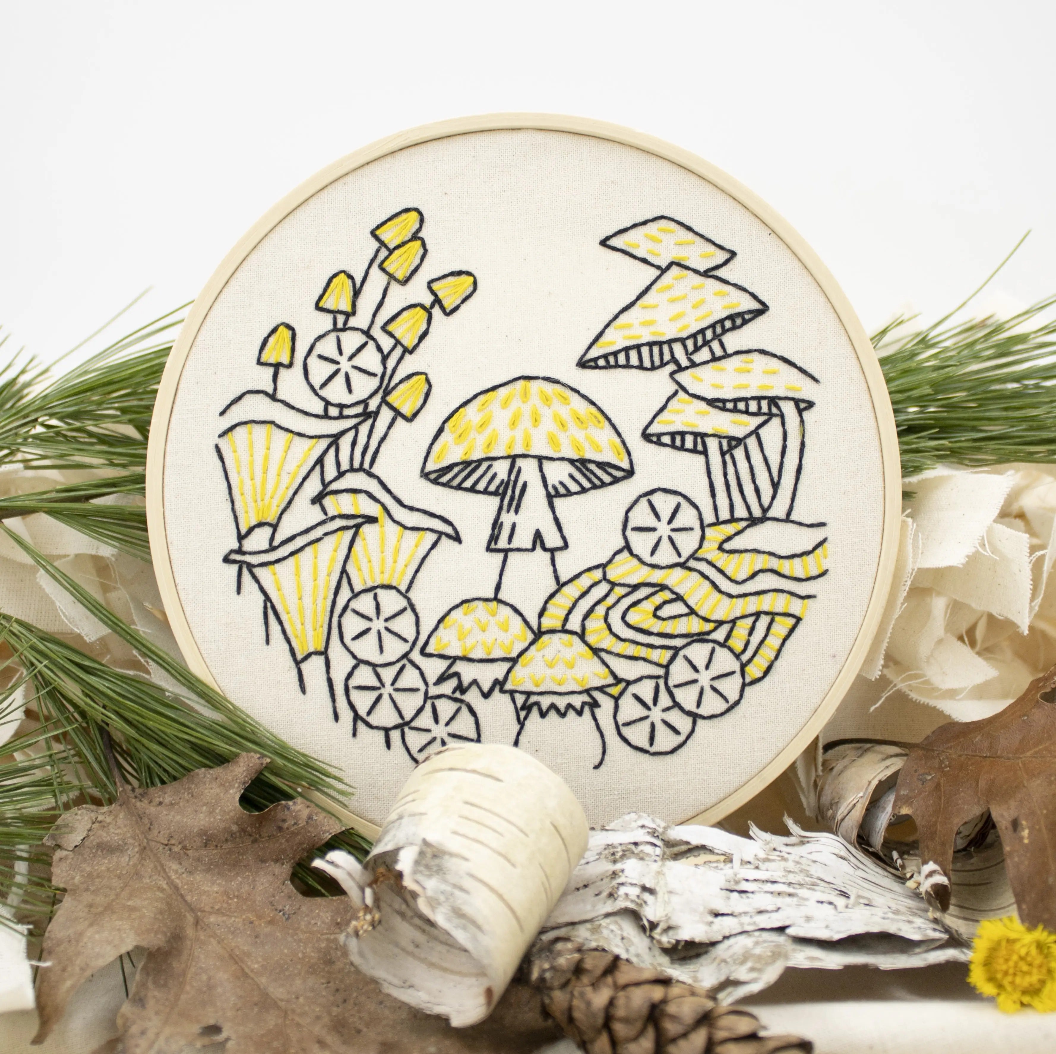 DIY Mushroom Hand Embroidery Kit for Beginners - Complete Needlework Set with Patterns, Thread & Hoop - Perfect for Home Decor, Gifts & Relaxation Crafts