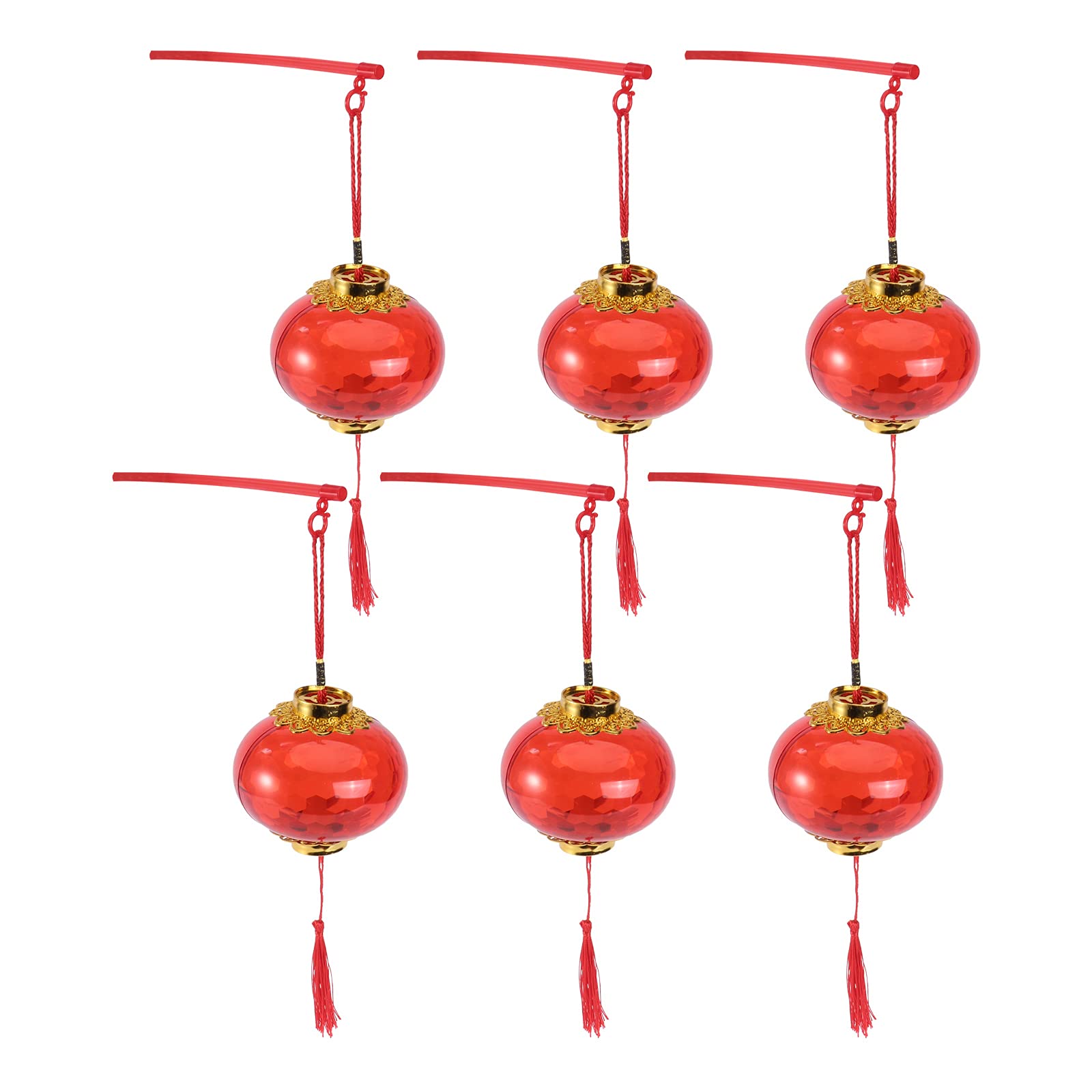 DOITOOL 6pcs Chinese Red Paper Lanterns - Handheld Luminous Lanterns for Lunar New Year, Spring Festival Decorations - Perfect for Garden, Party, Wedding & Home Decor