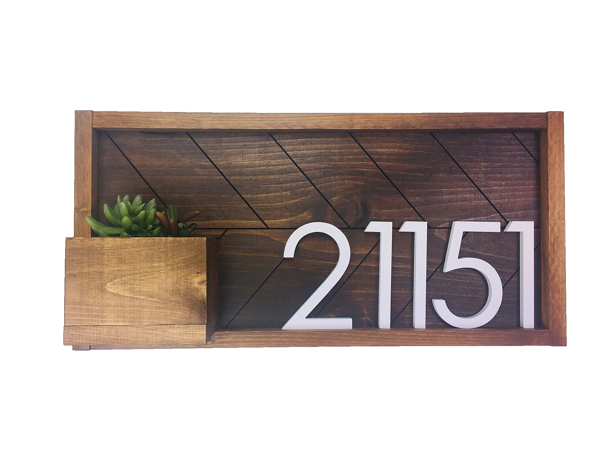 Weston Modern Address Plaque with Planter - Large Waterproof House Numbers Sign for Outdoor Home, Yard & Curb Appeal - Personalized Address Plaque for Front Door, Mailbox & Garden Decor