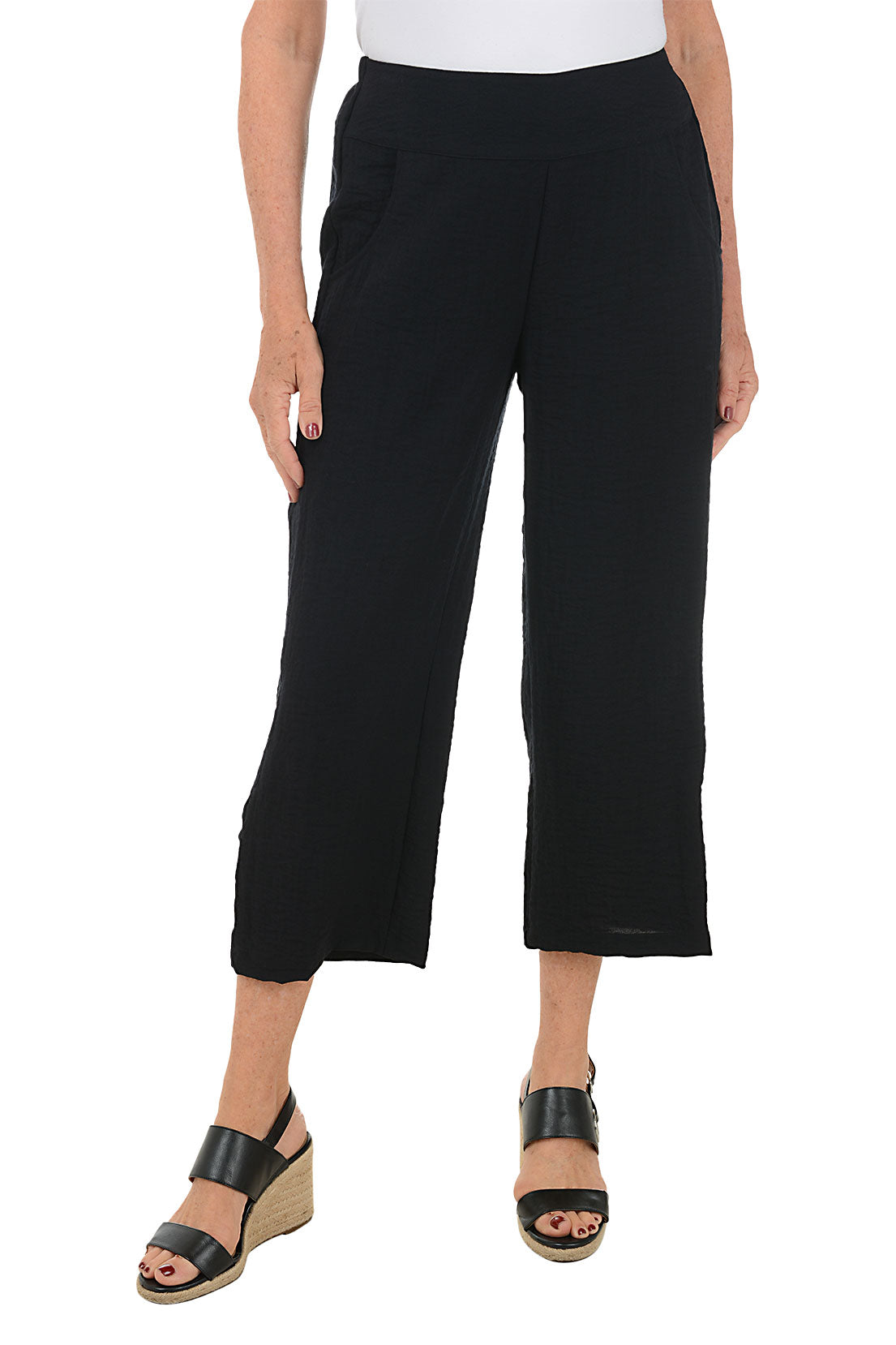 Crinkle Ruched High Waist Crop Pants for Women - Trendy Casual Lounge Pants for Yoga, Workout & Everyday Wear