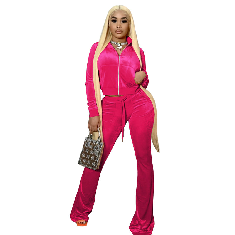 Women's Long Sleeve Crop Top & High Waist Pants Suit Set - Fashionable Workout Outfit for Yoga, Gym & Casual Wear