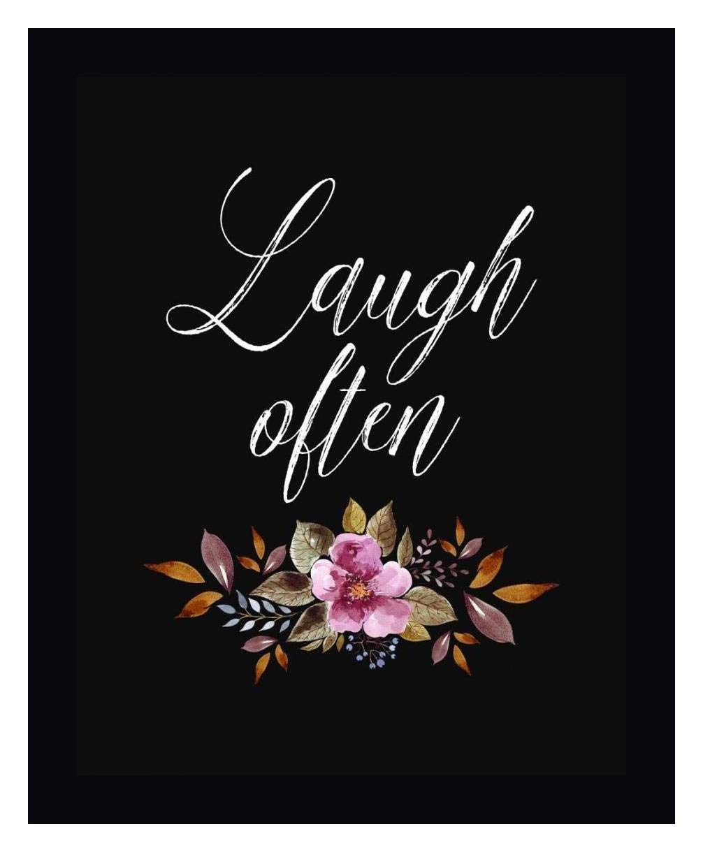 Laugh Often by Tara Moss - 17x20 Inch Black Framed Canvas Wall Art Print - Ready to Hang - Perfect for Living Room, Bedroom & Office Decor