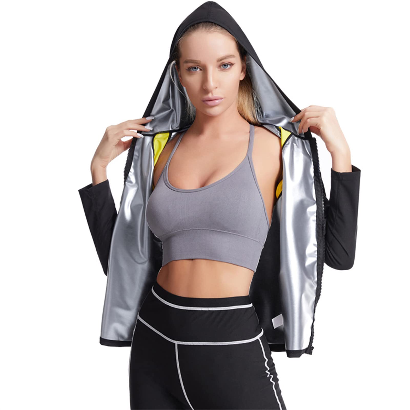 Women's Sweat Corset Shapewear Bodysuit - Long Sleeve Slimming Workout Girdle for Sports & Fitness | Plus Size Tummy Control for Yoga, Gym & Everyday Wear