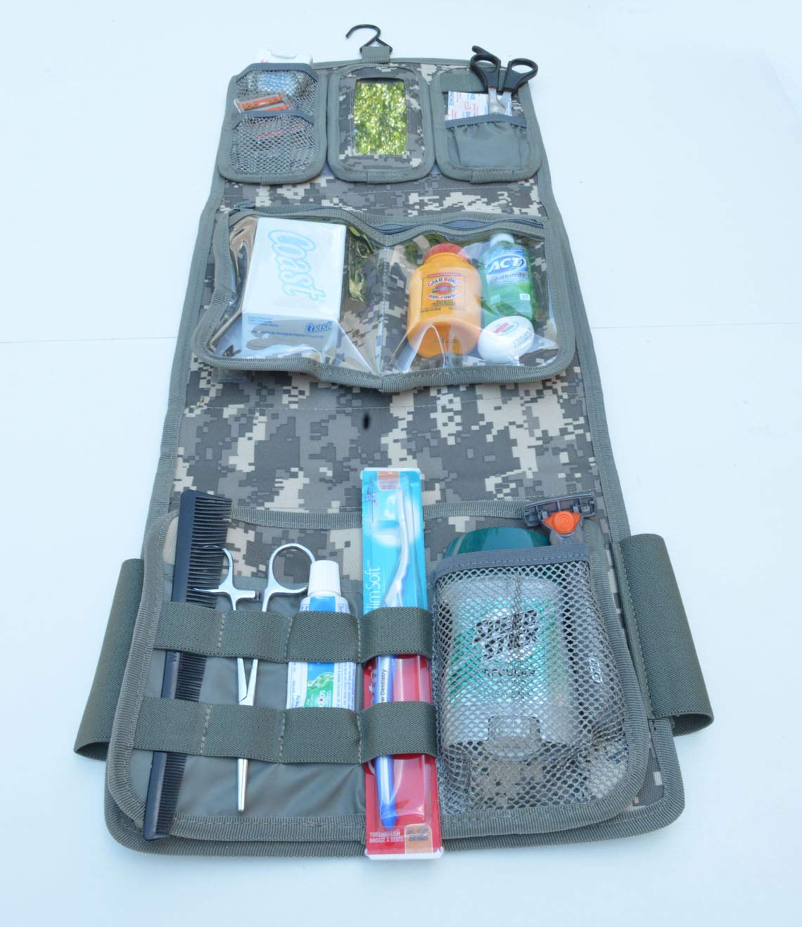 Tactical Molle Toiletry Bag for Camping & Travel - Military Grade Wash Kit with ACU Camo | Perfect for Outdoor Adventures, Hiking & Survival Gear