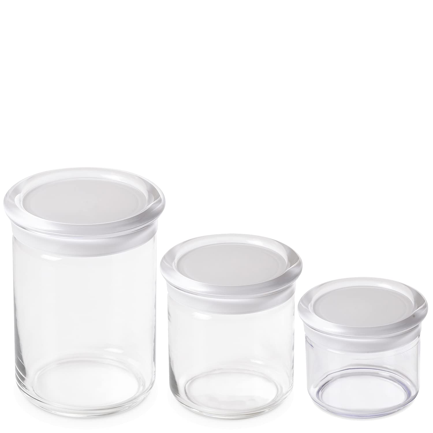 OMADA 3-Piece Airtight Acrylic Food Storage Containers Set - 17oz, 25oz & 40.5oz Flour & Pasta Jars for Kitchen Pantry Organization - Perfect for Dry Foods, Coffee, Spices, Office Supplies & Bathroom Toiletries Storage