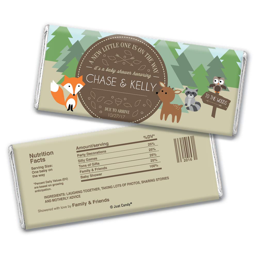 Personalized Baby Shower Chocolate Bars (36 Pack) - Gender Neutral Woodland Themed Baby Shower Favors for Boys & Girls - Perfect for Baby Shower Party Decorations & Guest Gifts - Ideal for Gender Reveal Parties, Newborn Celebrations and Nursery Decor