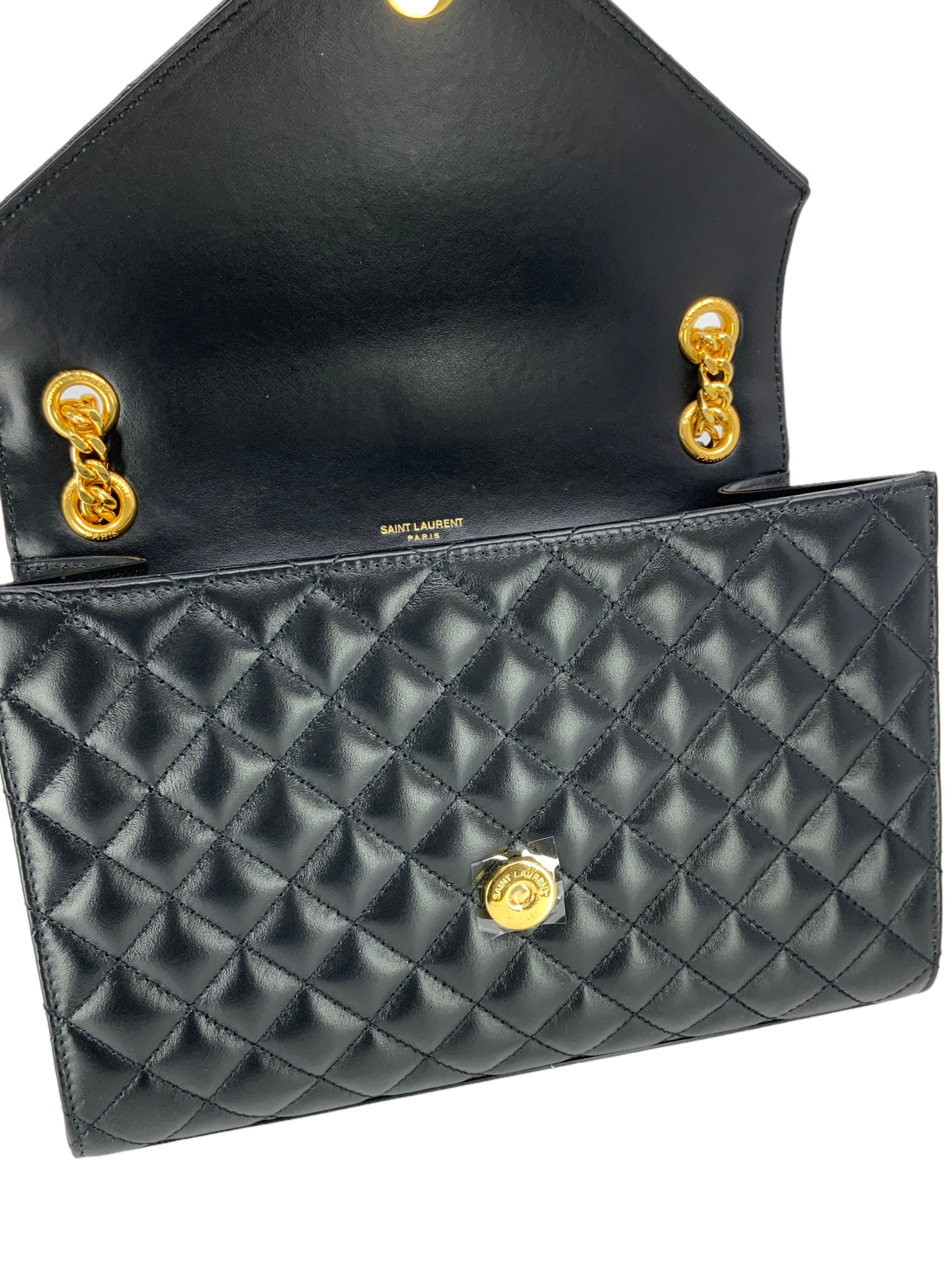 SAINT LAURENT Envelope Medium Mix Matelasse Chain Bag - Luxury Designer Crossbody Purse for Women | Perfect for Evening Parties, Date Nights & Special Occasions