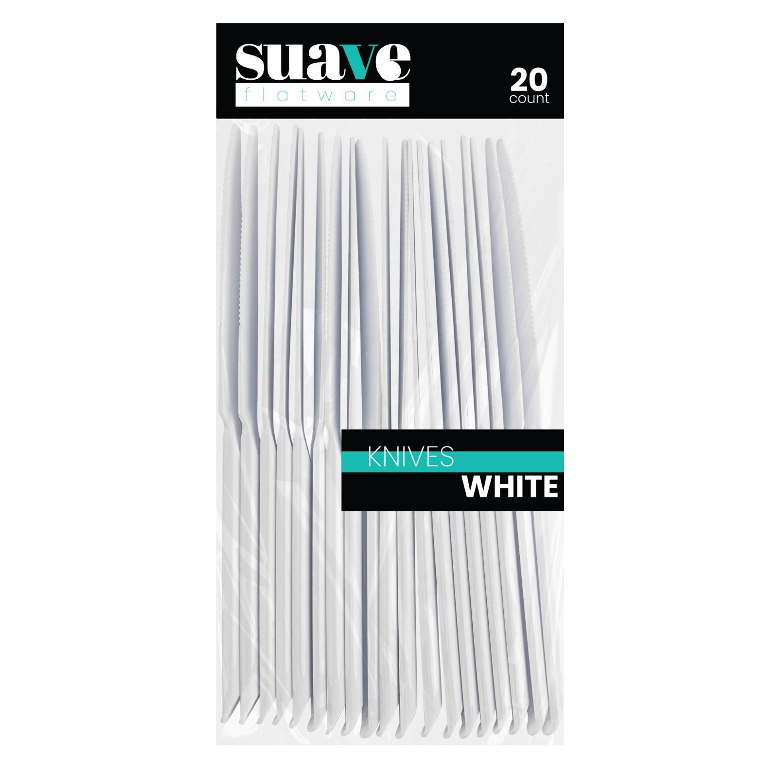 Suave Collection White Flatware Set - 20-Piece Stainless Steel Cutlery for Dining, Kitchen & Entertaining | Elegant Tableware for Restaurants, Weddings & Home Use