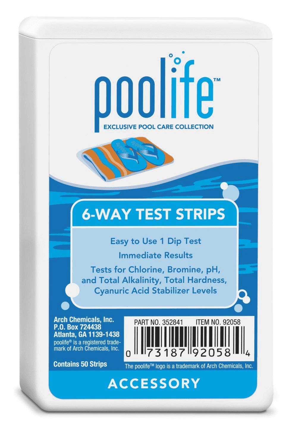 Poolife 6-Way Pool and Spa Water Test Strips - Fast & Accurate Testing for pH, Chlorine, Alkalinity, Hardness | Perfect for Home Swimming Pools, Hot Tubs, Jacuzzis