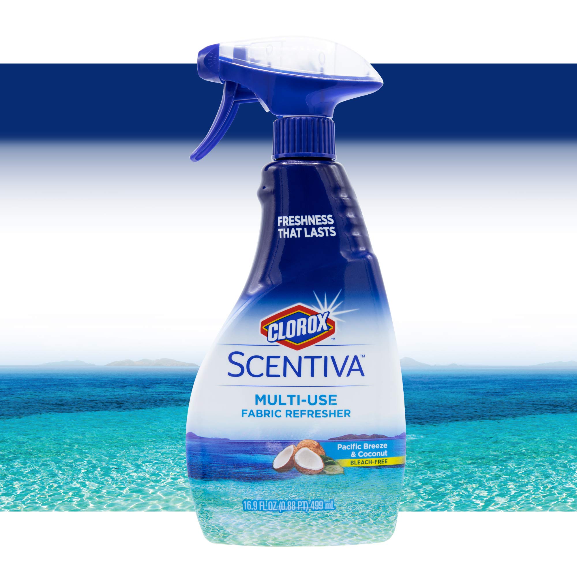Clorox Scentiva Pacific Breeze & Coconut Fabric Refresher Spray - 16.9 fl oz (6 Pack) | Multi-Use Odor Eliminator for Clothes, Upholstery, Curtains, Carpets | Fresh Scent for Home, Office, Gym Bags & Pet Areas