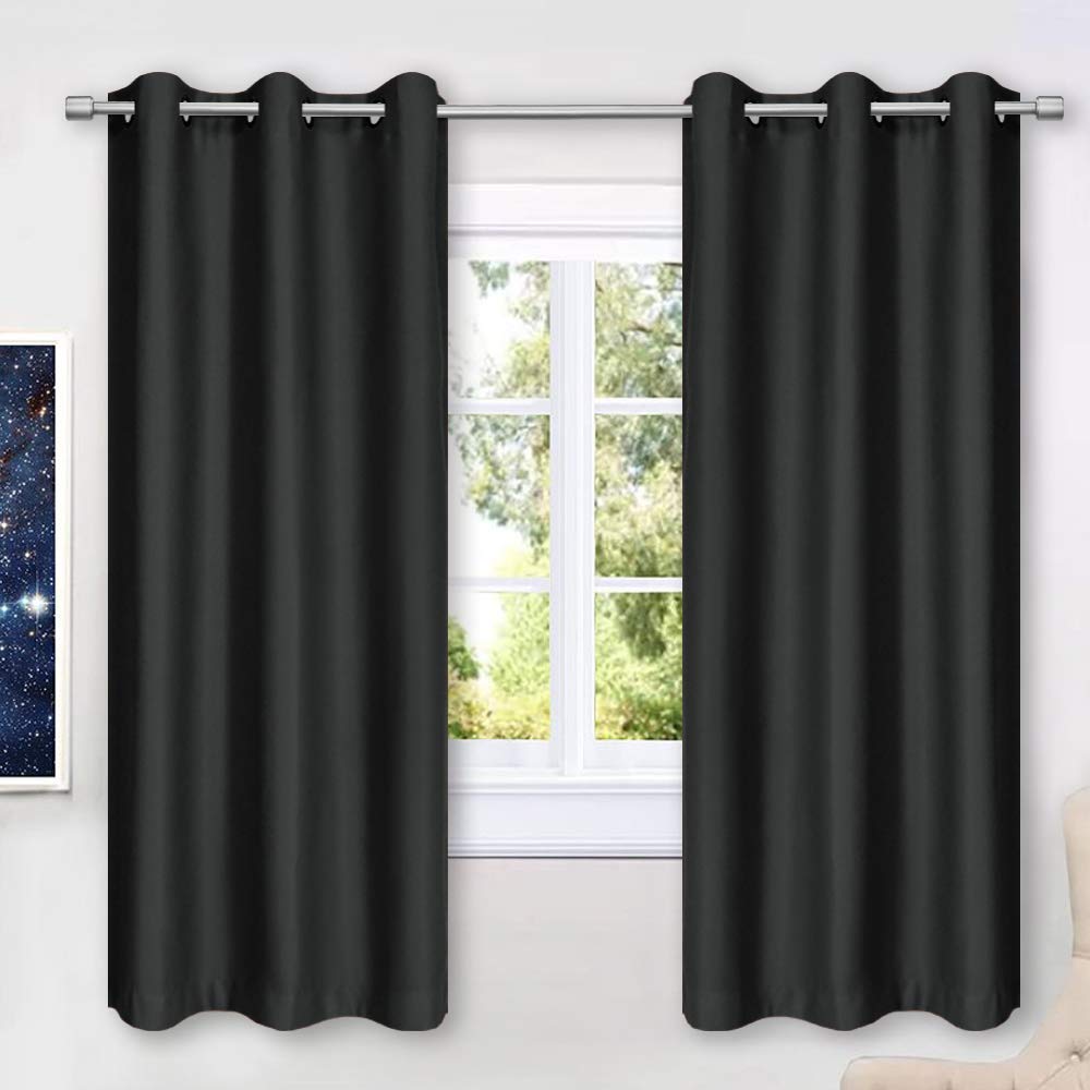 Blackout Thermal Insulated Window Curtains - Antique Copper Black Drapes for Bedroom & Living Room, 2 Panels (42x63 Inch), Noise Reducing & Privacy Protection - Perfect for Home Theater, Nursery & Light-Sensitive Sleepers