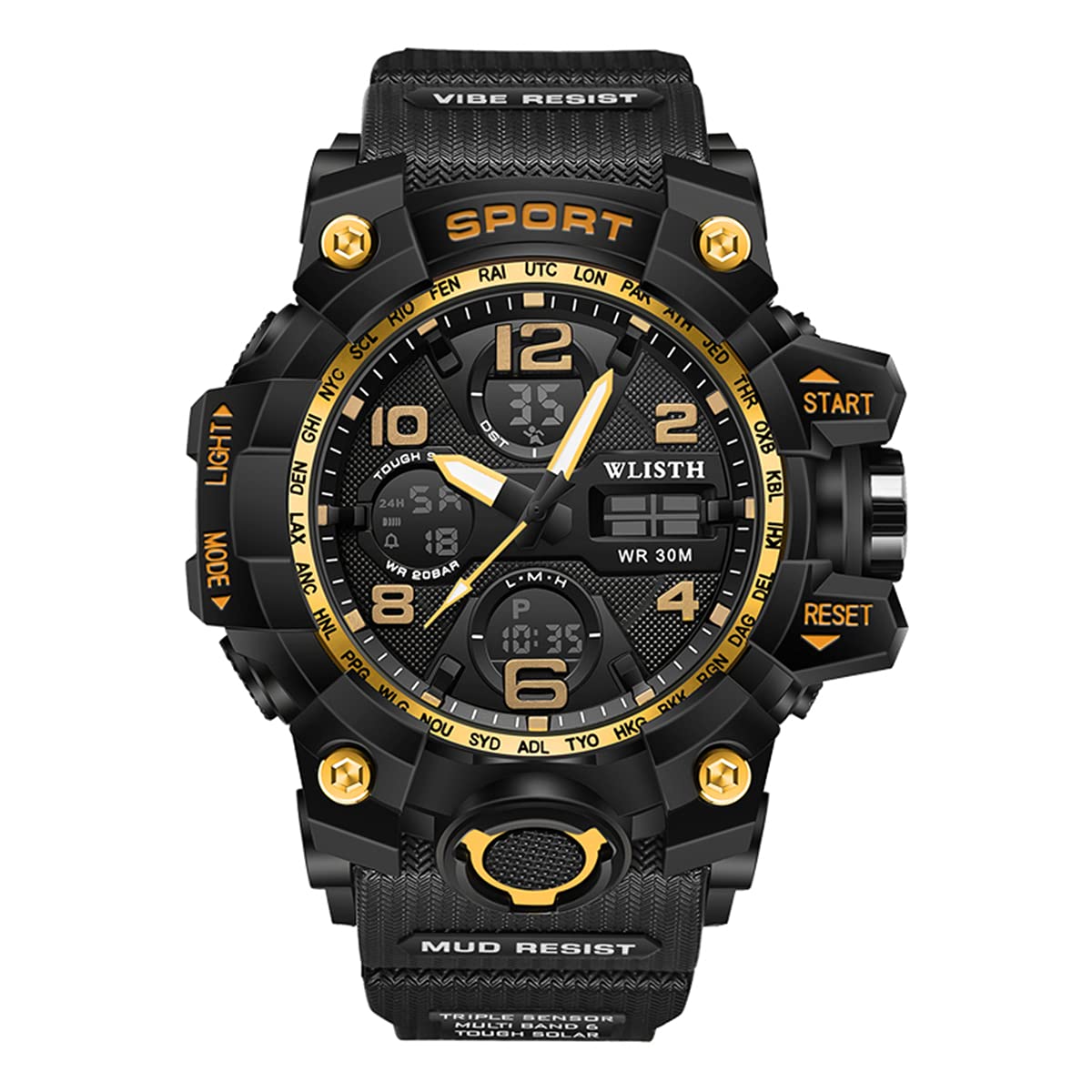 Men's Military Sports Watch - Analog & LED Digital Dual Dial, Waterproof Stopwatch for Outdoor Activities, Running, Hiking & Adventure
