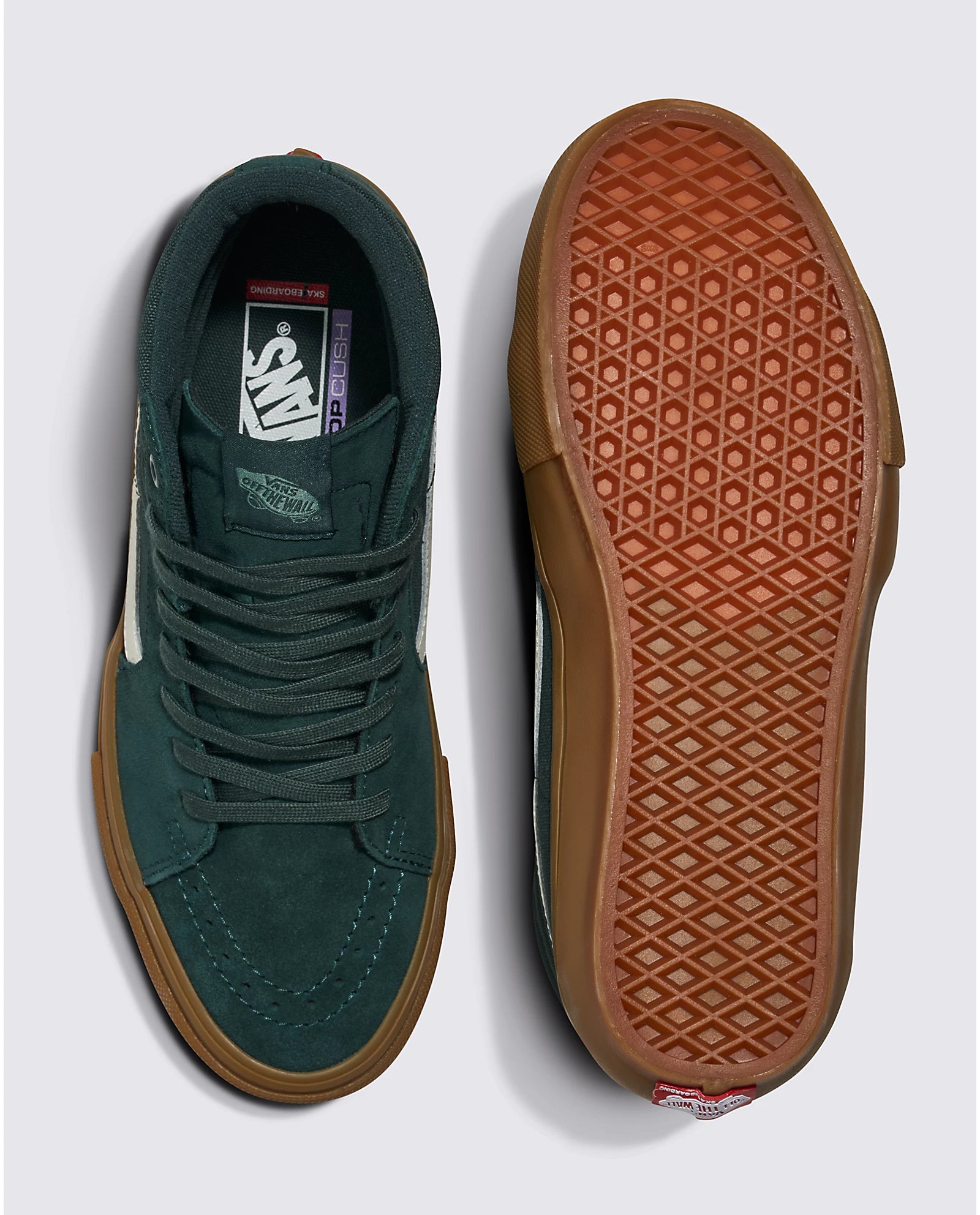 VANS Skate Sk8-Hi Shoes for Men & Women - Dark Green/Gum Sole - Classic High-Top Skateboard Sneakers for Streetwear & Casual Outfits