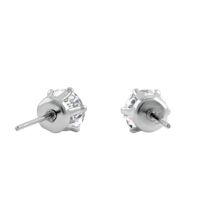 6mm Stainless Steel CZ Stud Earrings for Women - Hypoallergenic Cubic Zirconia Earrings for Everyday Wear & Special Occasions