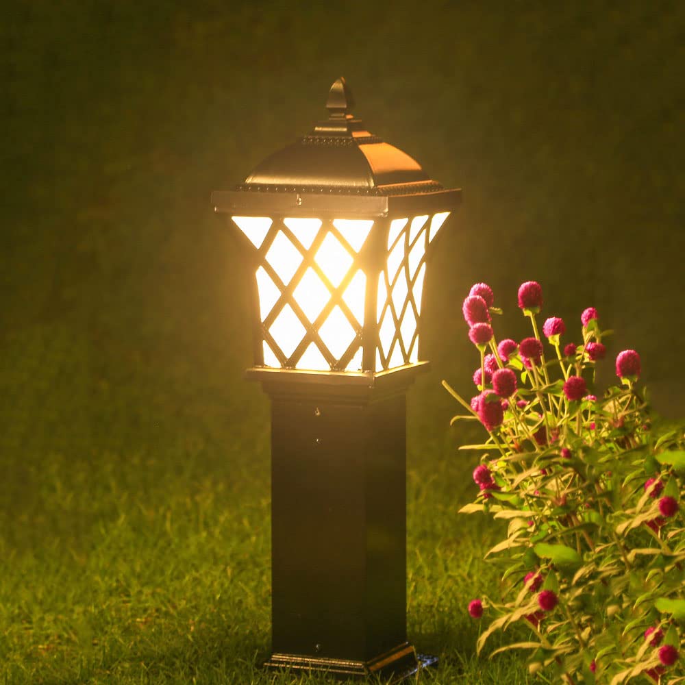 Waterproof IP55 Outdoor E26 Base Post Lights - Aluminum Pillar Lights with Glass Lampshade for Lawn, Garden, Garage, Pavilion & Courtyard Lighting | Durable Column Lights for Pathway, Driveway and Landscape Decoration