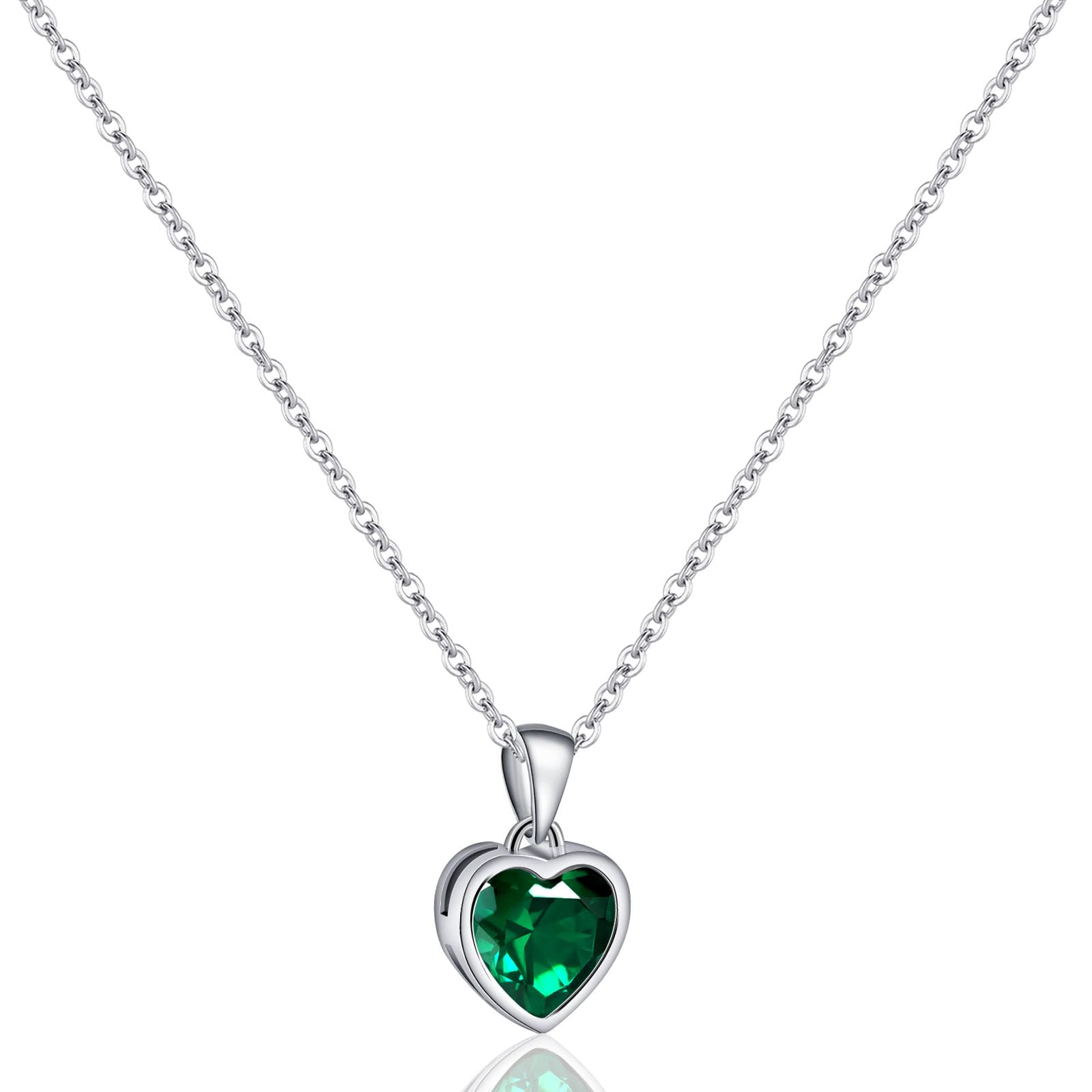 925 Sterling Silver Emerald Heart Pendant Necklace for Women - Handmade Green Birthstone Jewelry for Valentine's Day, Anniversary & Special Occasions | Elegant Gift for Girlfriend, Wife, Daughter