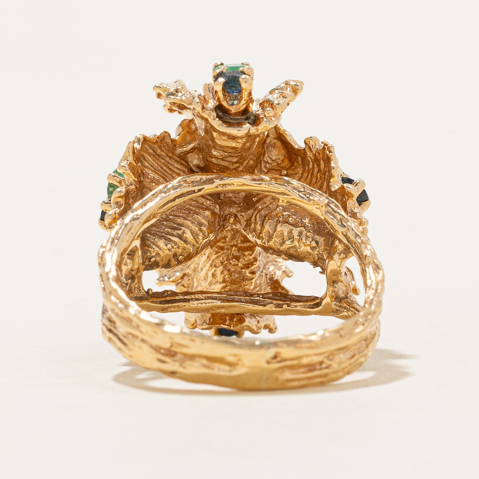 Multi Gemstone & Diamond Abstract Cocktail Ring - 0.80ctw Total Weight, 0.09ct Diamonds - Size 5.25 - Elegant Statement Jewelry for Evening Parties & Special Occasions
