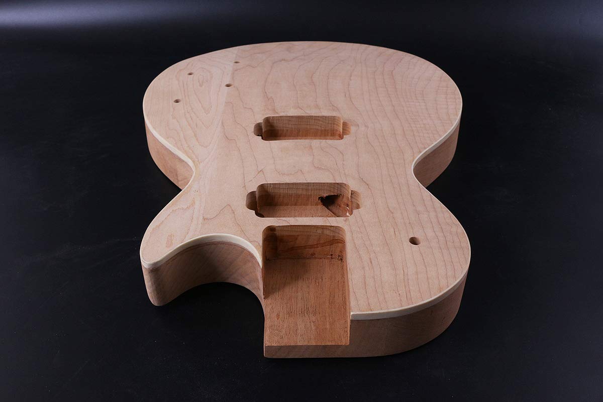 Unfinished Les Paul Electric Guitar Body - Mahogany with Maple Cap, Bolt-On Neck for DIY Guitar Builders | Perfect for Custom Guitar Projects & Repair Kits
