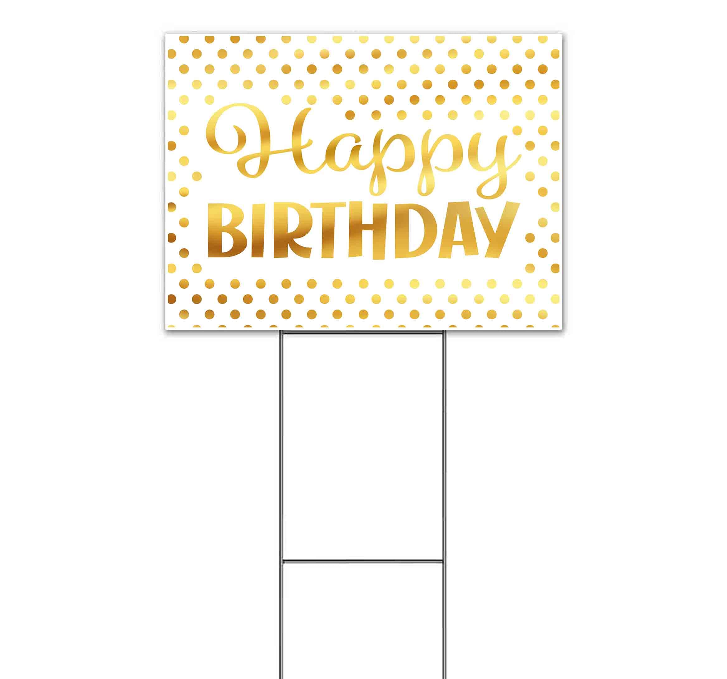Happy Birthday Yard Sign 18x24 Inch - Durable Metal Step Stake Included | Bulk Discounts & Multi-Packs Available | Perfect for Outdoor Celebrations, Parties & Events | Made in USA