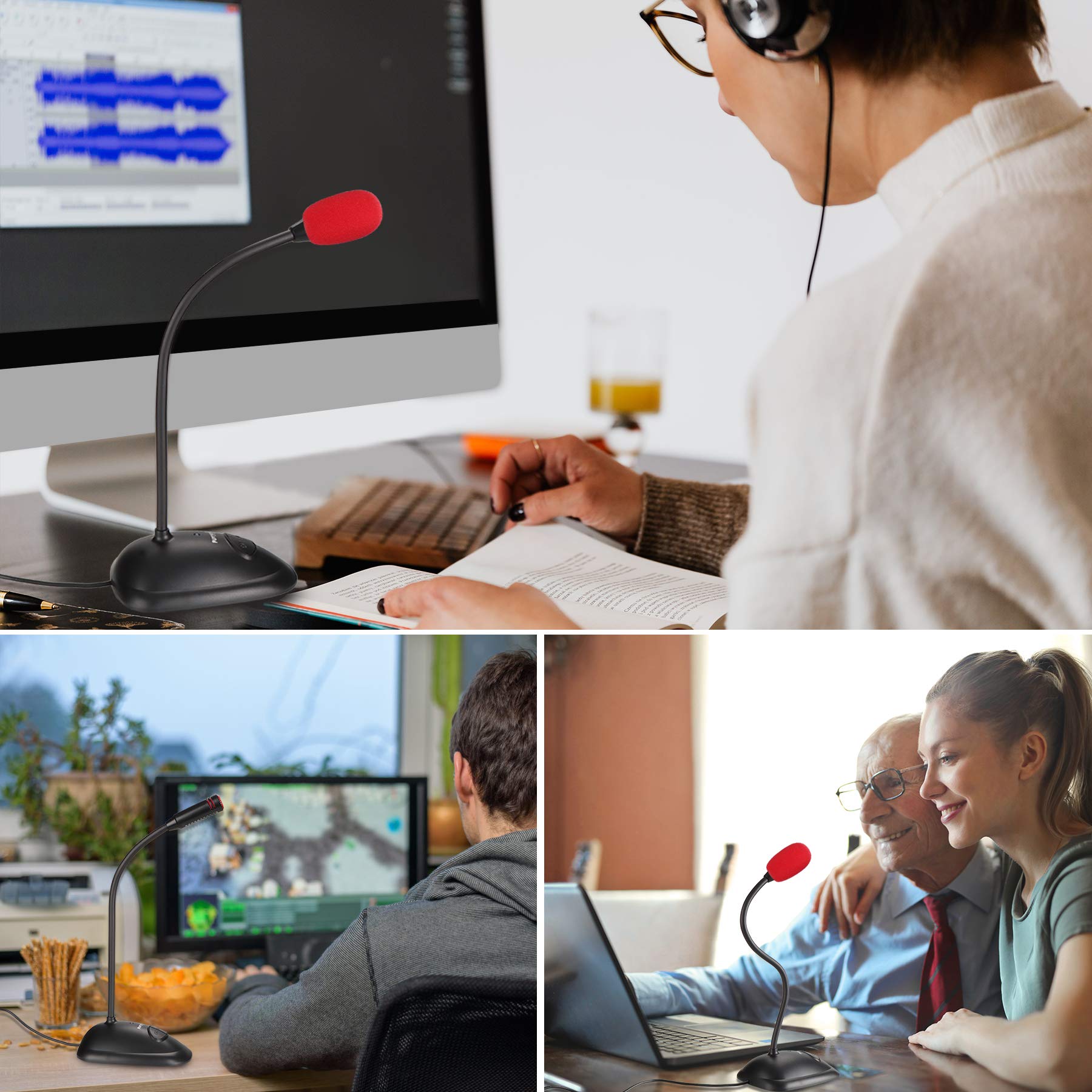 Premium USB Computer Microphone - Plug & Play Cardioid Condenser PC Mic with On/Off Mute Button & LED Indicator - Compatible with Windows/Mac - Perfect for YouTube, Zoom Meetings, Gaming, Podcasting & Voice Recording - Includes 6ft Cable (Home Office & Streaming Setup)