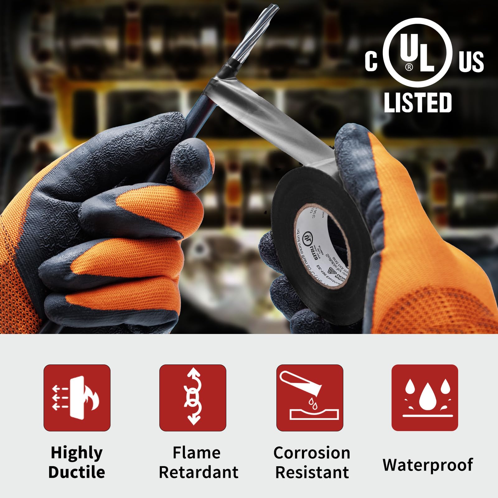 Premium UL/CSA Listed PVC Electrical Insulation Tape - ¾ in x 66 ft Black Vinyl Tape for Wiring, Repairs & Automotive Use (100 Rolls) - Ideal for Home DIY, Electricians & Industrial Equipment Maintenance