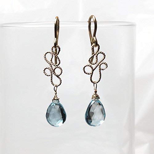 Genuine Blue Topaz Teardrop Gemstone Earrings - 14K Gold Filled - Handmade Fine Jewelry Gifts - 1.75 Inch - Perfect for Weddings, Anniversaries & Special Occasions