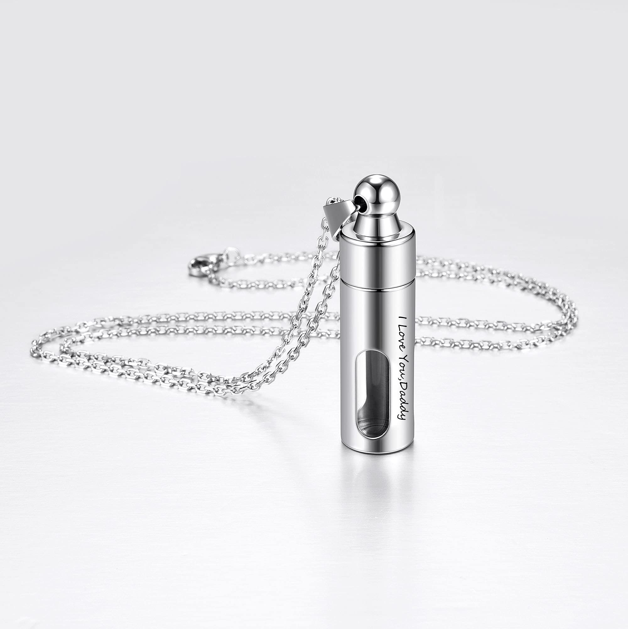 Personalized Memorial Necklace for Ashes - Engravable Stainless Steel Cremation Jewelry with Filling Kit & Gift Box - Perfect for Keeping Loved Ones Close in Heartfelt Remembrance