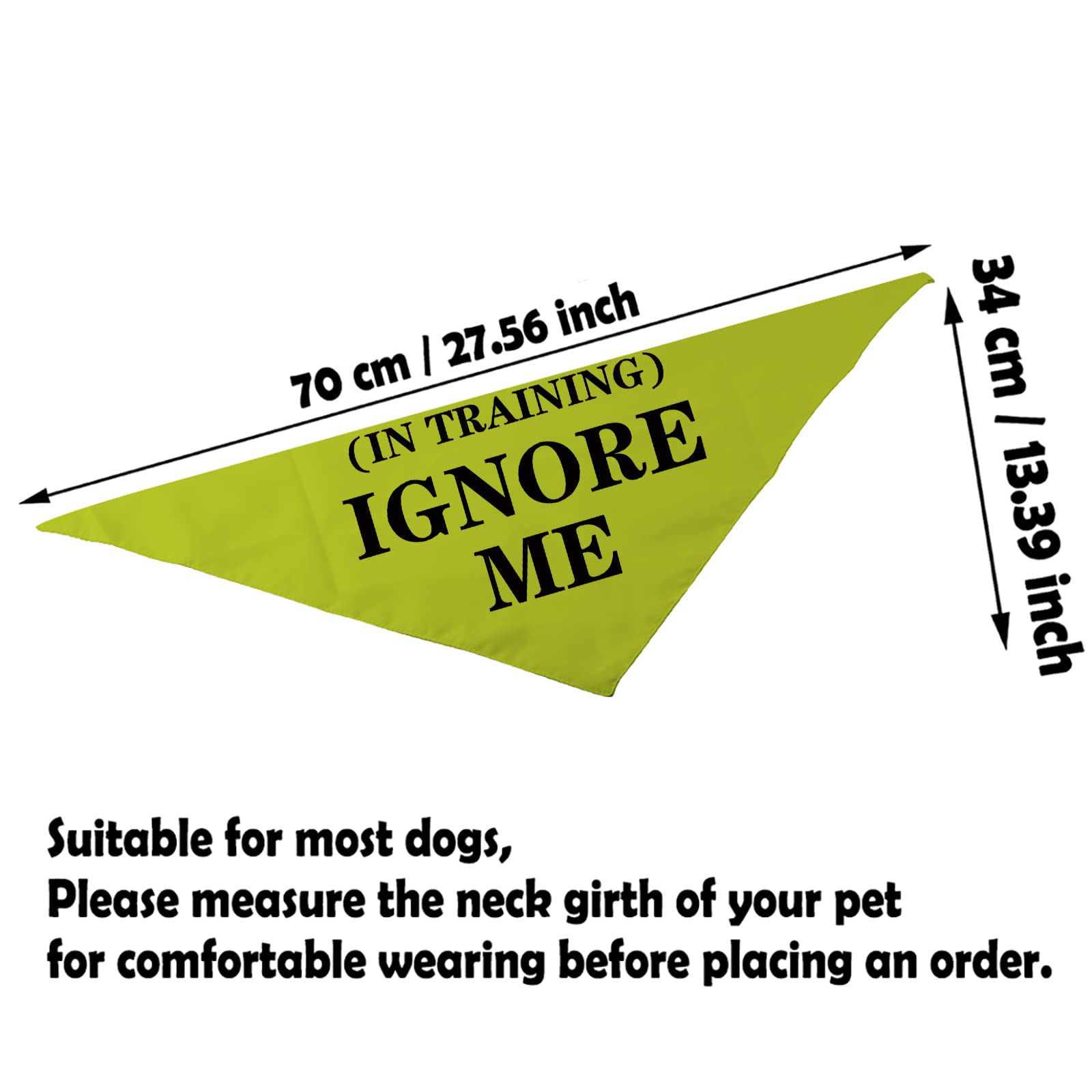 PWHAOO 1 Piece Yellow Dog Bandana for Training - Anxious & Reactive Dog Bandana with 'Ignore Me' Print | Perfect for Obedience Classes, Walks & Socialization
