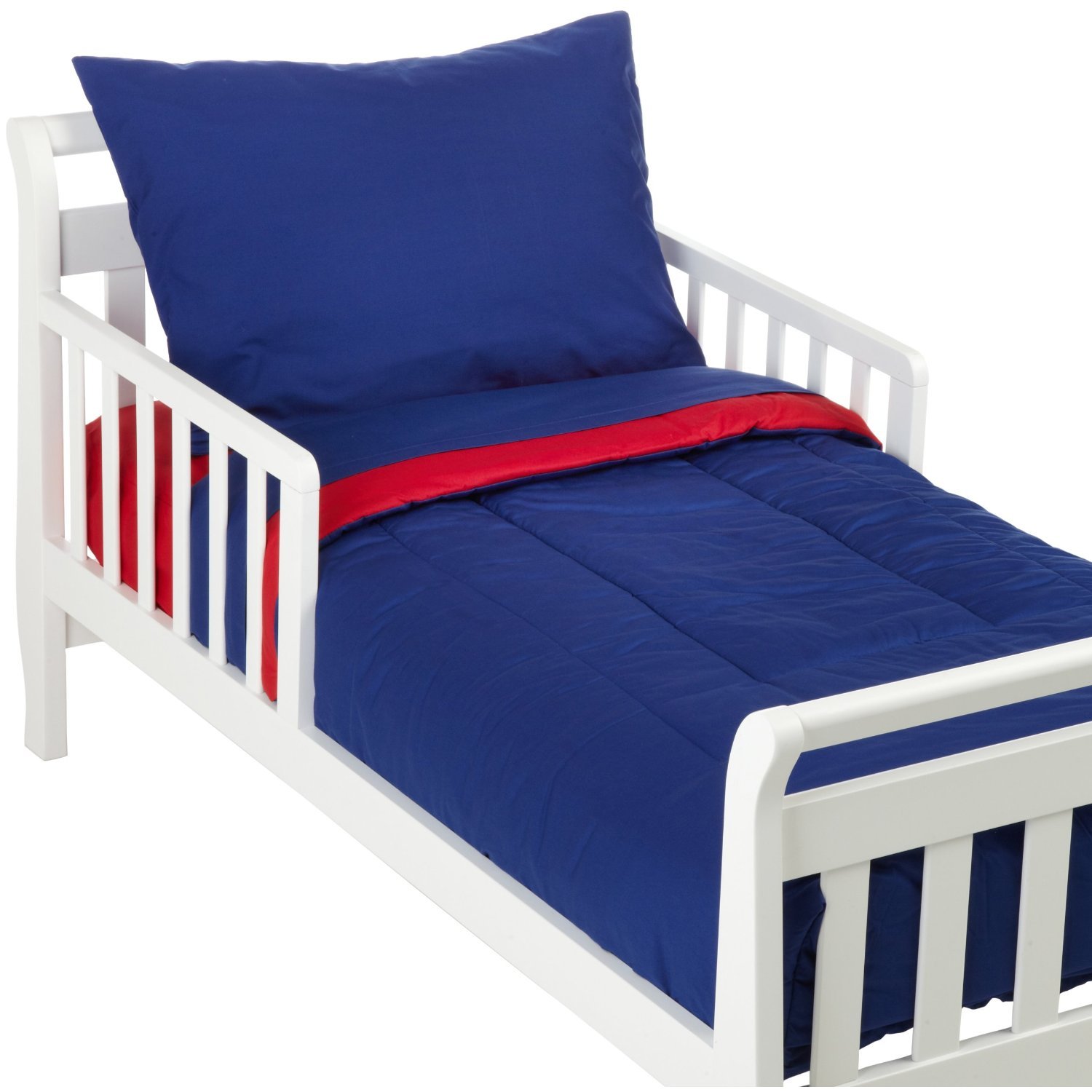 American Baby Company 100% Organic Cotton Percale 4-Piece Toddler Bedding Set - Soft & Breathable Crib Sheets for Boys & Girls - Royal Blue - Perfect for Nursery, Daycare & Travel
