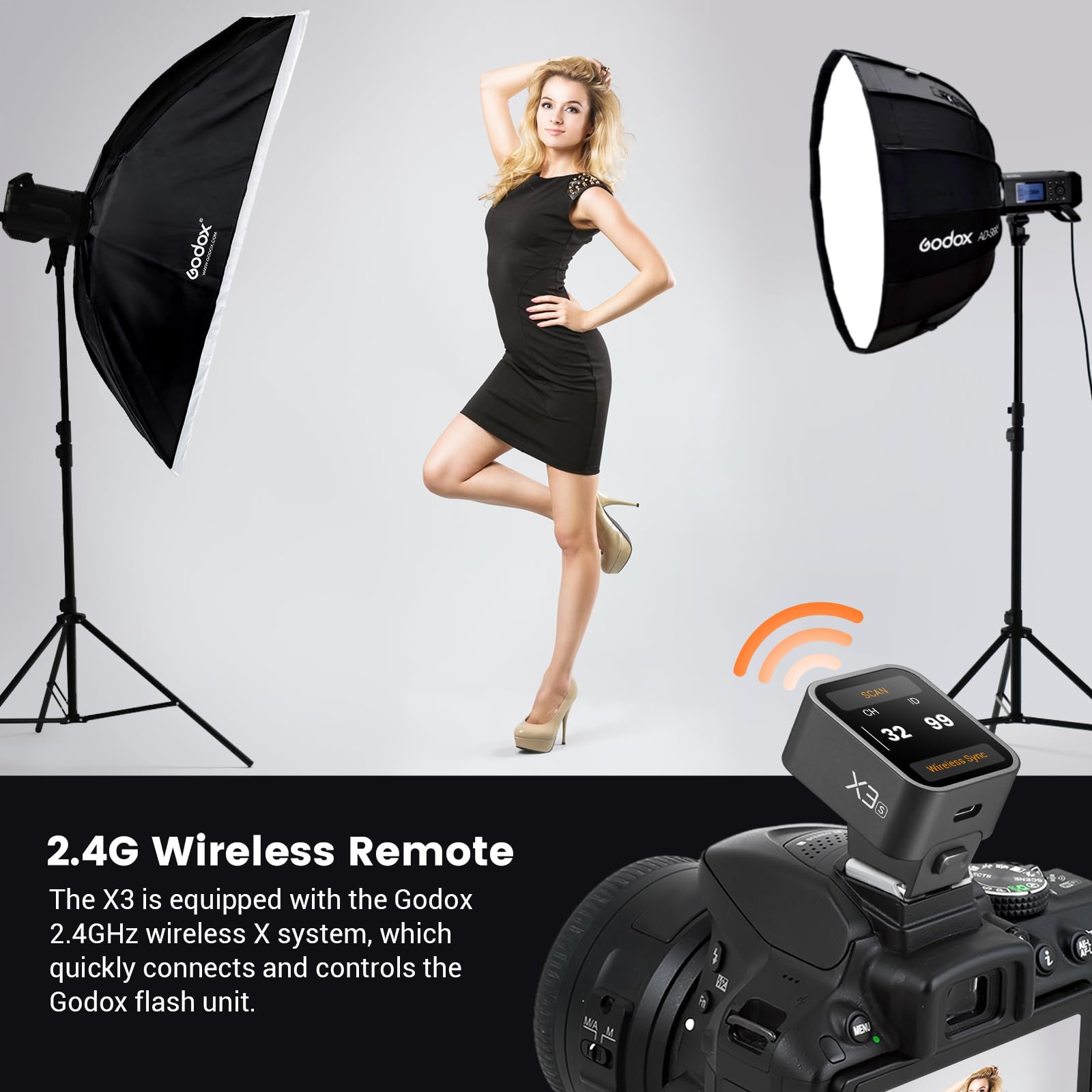 Godox X3S X3-S TTL Wireless Flash Trigger for Sony Camera - 2.4G Touchscreen Transmitter with TTL Auto/Manual/Multi Flash, Built-in Lithium Battery & HD OLED Screen - Perfect for Studio, Wedding, and Portrait Photography