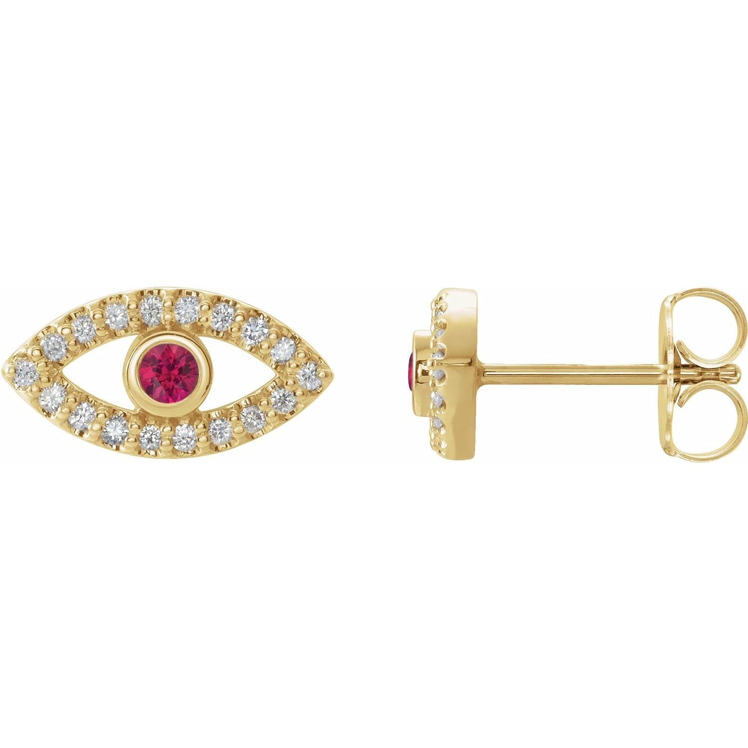 14K Gold, Sterling Silver & Platinum Evil Eye Stud Earrings for Women - Protection Jewelry for Everyday Wear & Gifts