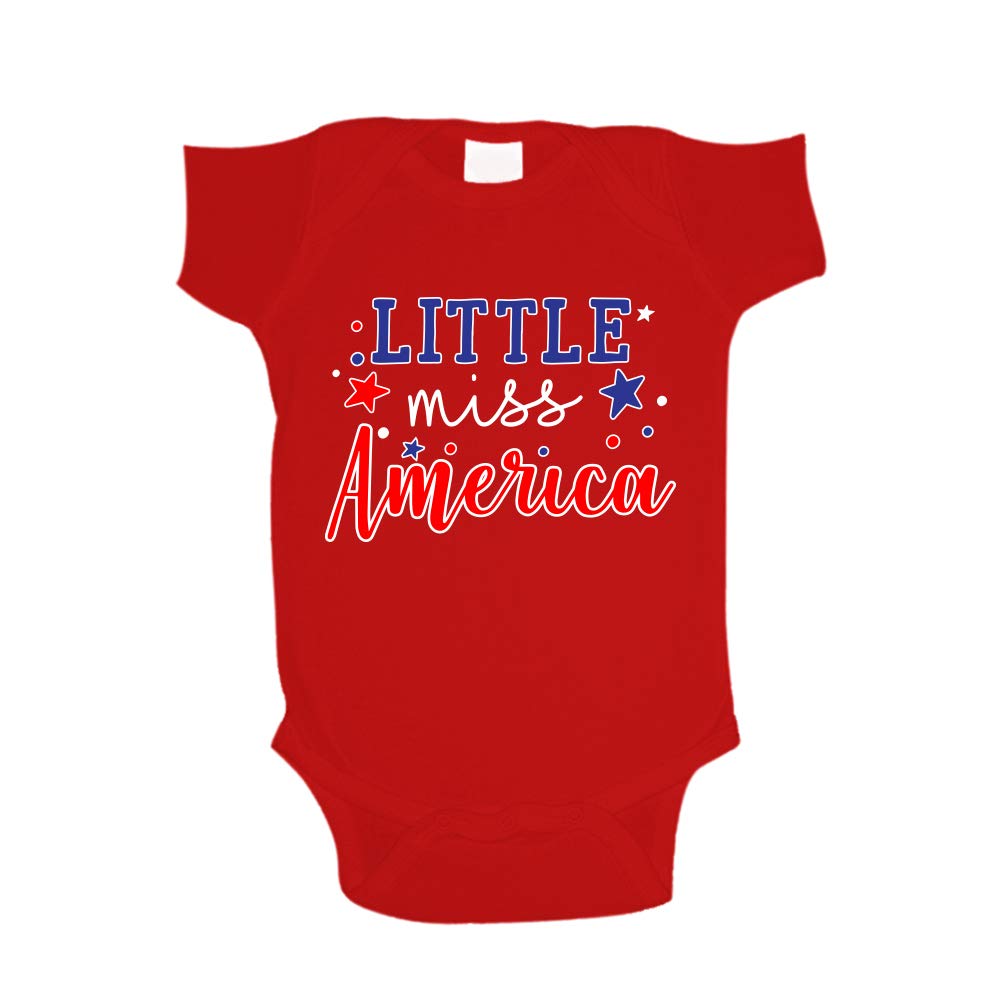 Little Miss America Baby Onesie & Toddler T-Shirt - Cute Patriotic Outfit for Infants & Kids | Perfect for 4th of July, Memorial Day & Family Photos