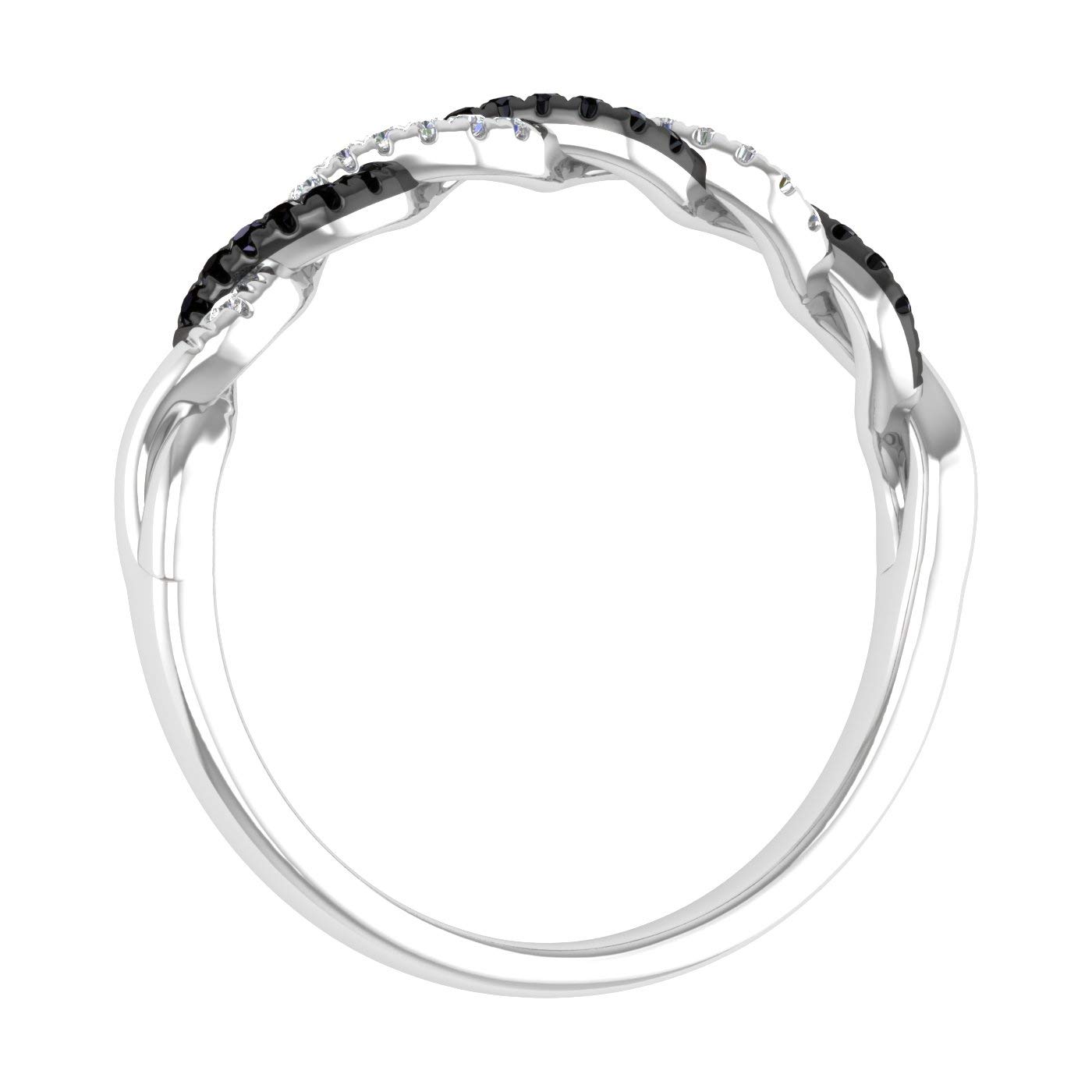 1/10 Carat Twisted Black & White Diamond Wedding Band Ring - 10K Solid Gold Engagement Ring for Women, Perfect for Bridal, Anniversary & Special Occasions