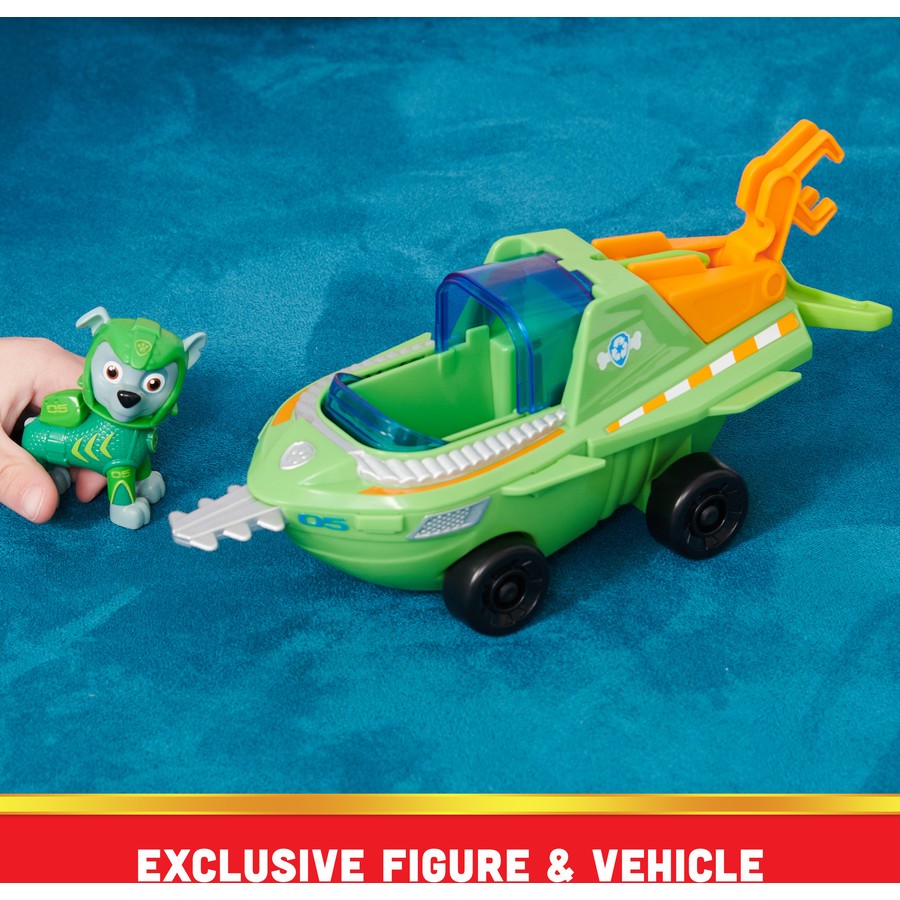 PAW Patrol Rocky Solid Aqua Themed Vehicle Toy - Water Rescue Play Set for Kids | Perfect for Bath Time, Pool Play & Outdoor Adventures
