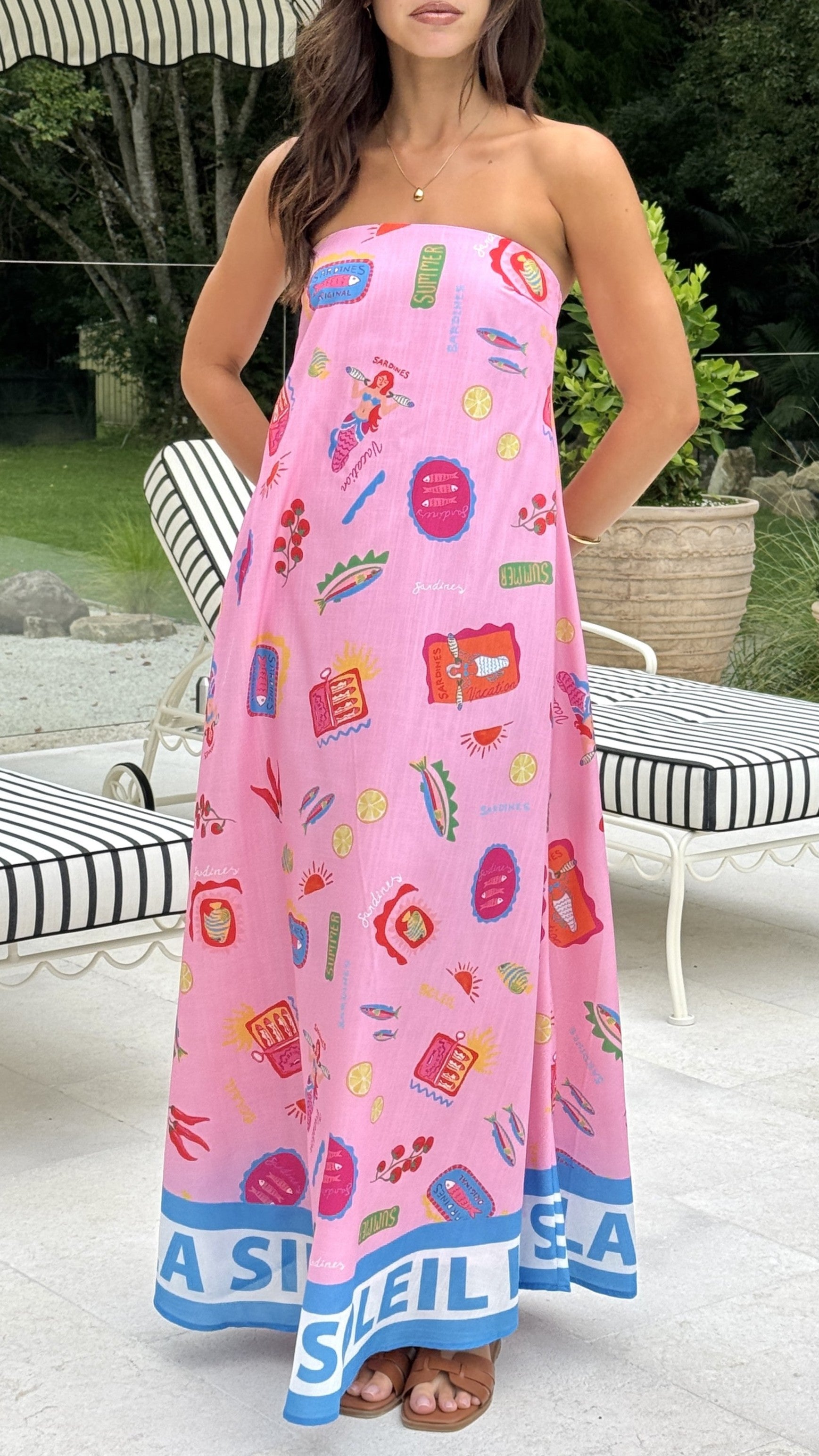La Sirena Strapless Maxi Dress - Pink Soleil | Flowy Beach Cover Up, Summer Wedding Guest Dress, Boho Chic Vacation Outfit
