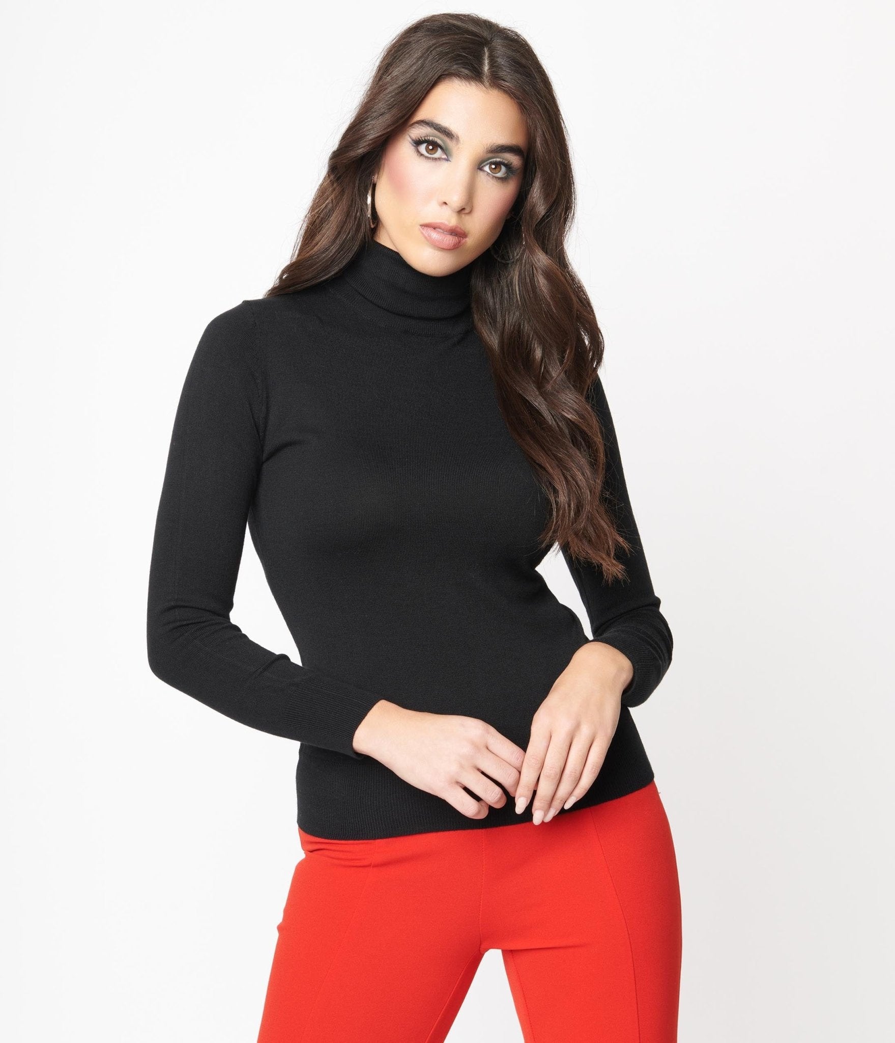 Vintage Black Turtleneck Sweater for Women - Soft Long Sleeve Knit Pullover - Perfect for Fall Fashion, Office Wear & Casual Outfits