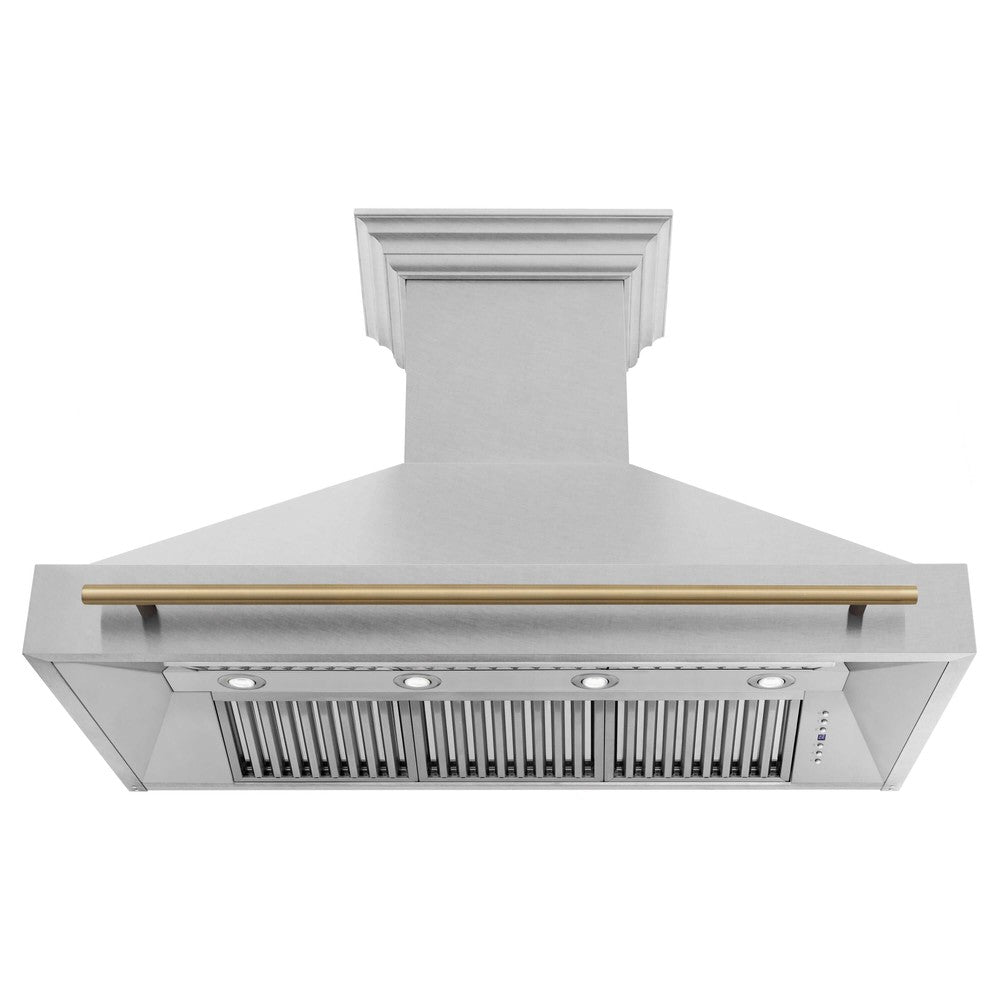 ZLINE Autograph Edition 48 Inch Stainless Steel Wall Mount Range Hood with Accent Handle (8654SNZ 48) - Professional Kitchen Ventilation for Modern Homes
