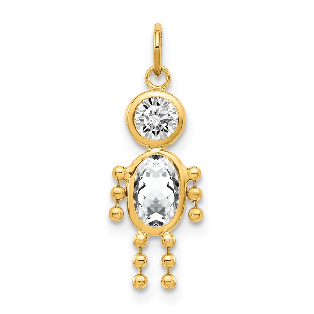 14K Yellow Gold January Birthstone Charm for Girls - Perfect Gift for Birthdays, Baby Showers & Special Occasions
